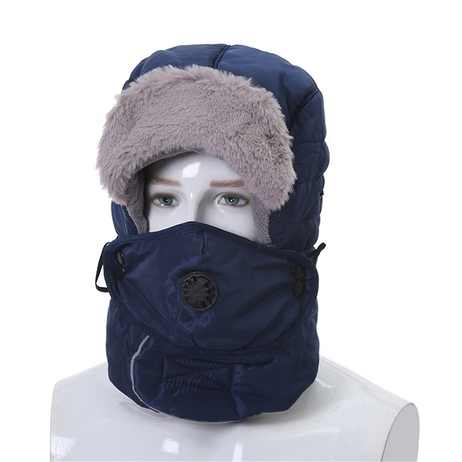 Atemventil Wintermütze Blusmart mit Fleecemütze Dreiteiliges Schutzbrille Set Warm Khaki Gesichtsschutzbrille Mit
