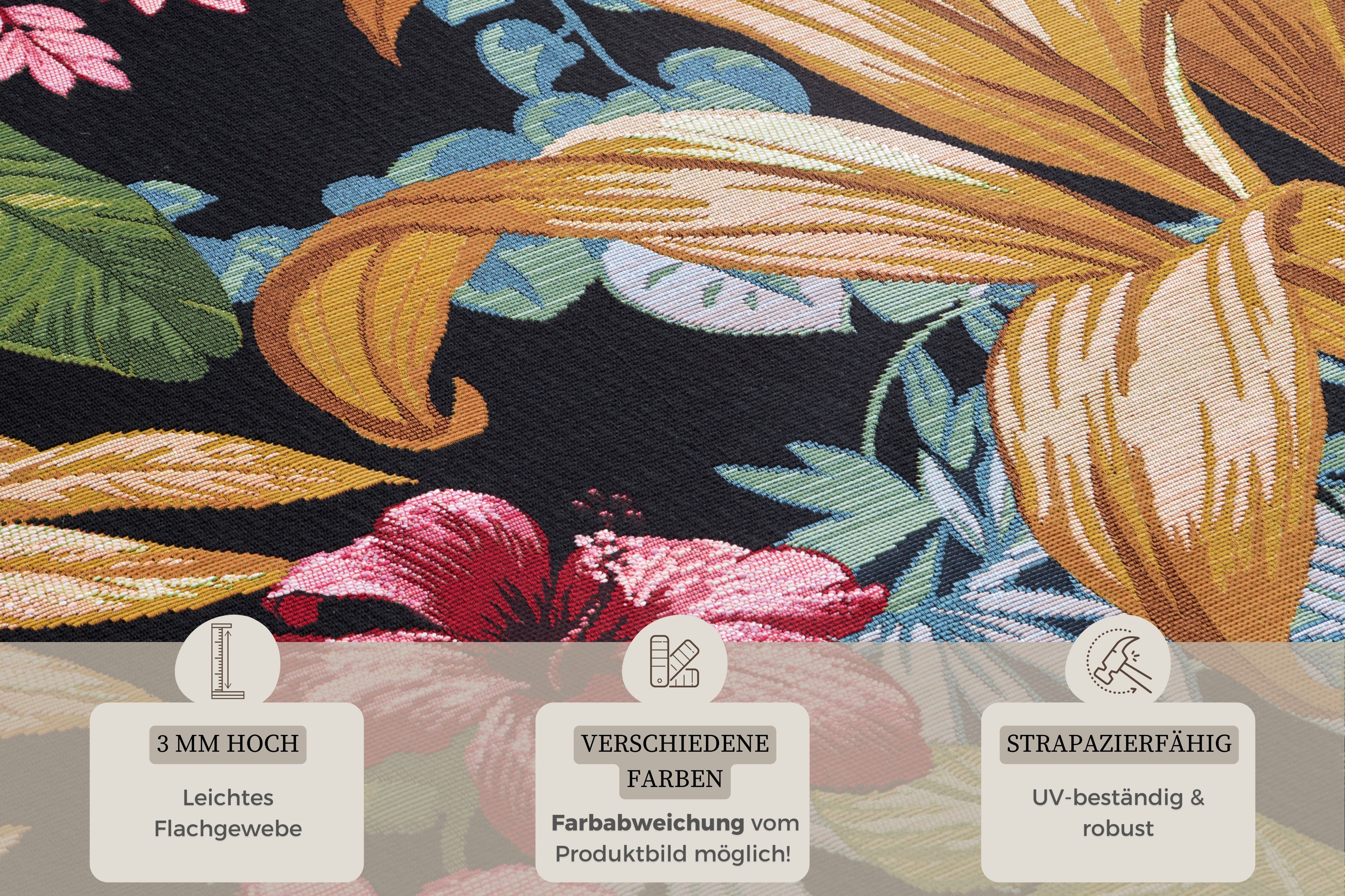 HANSE Home Outdoorteppich Tropical Flowers, rechteckig, Höhe: 3 mm, In-& Outdoor, Teppich, Wetterfest, Balkon, Garten, Wohnzimmer, Floral – Bild 4 von 5