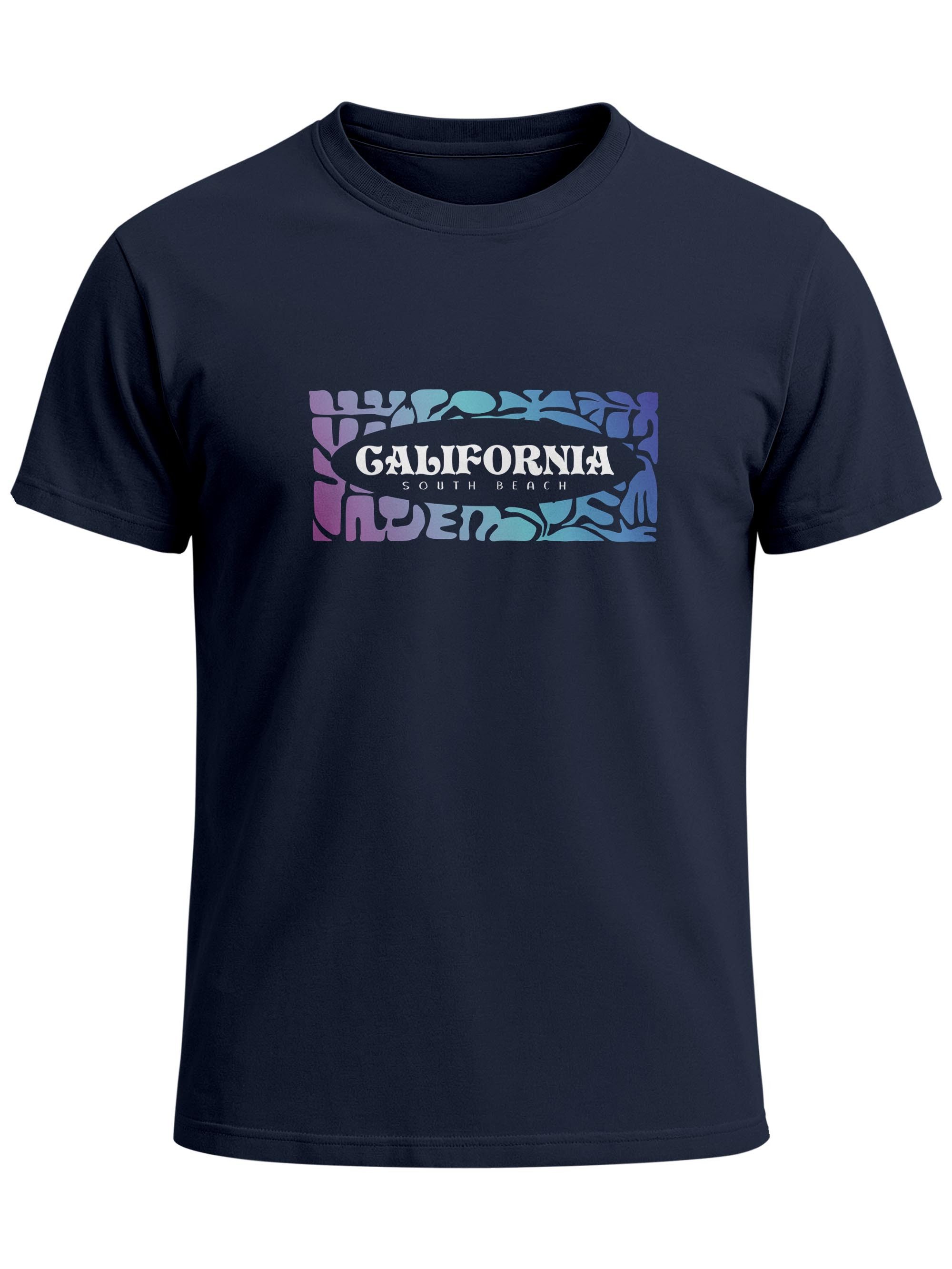 Neverless Print-Shirt Herren T-Shirt California Brustprint Schrift Aufdruck Sommer mit Print