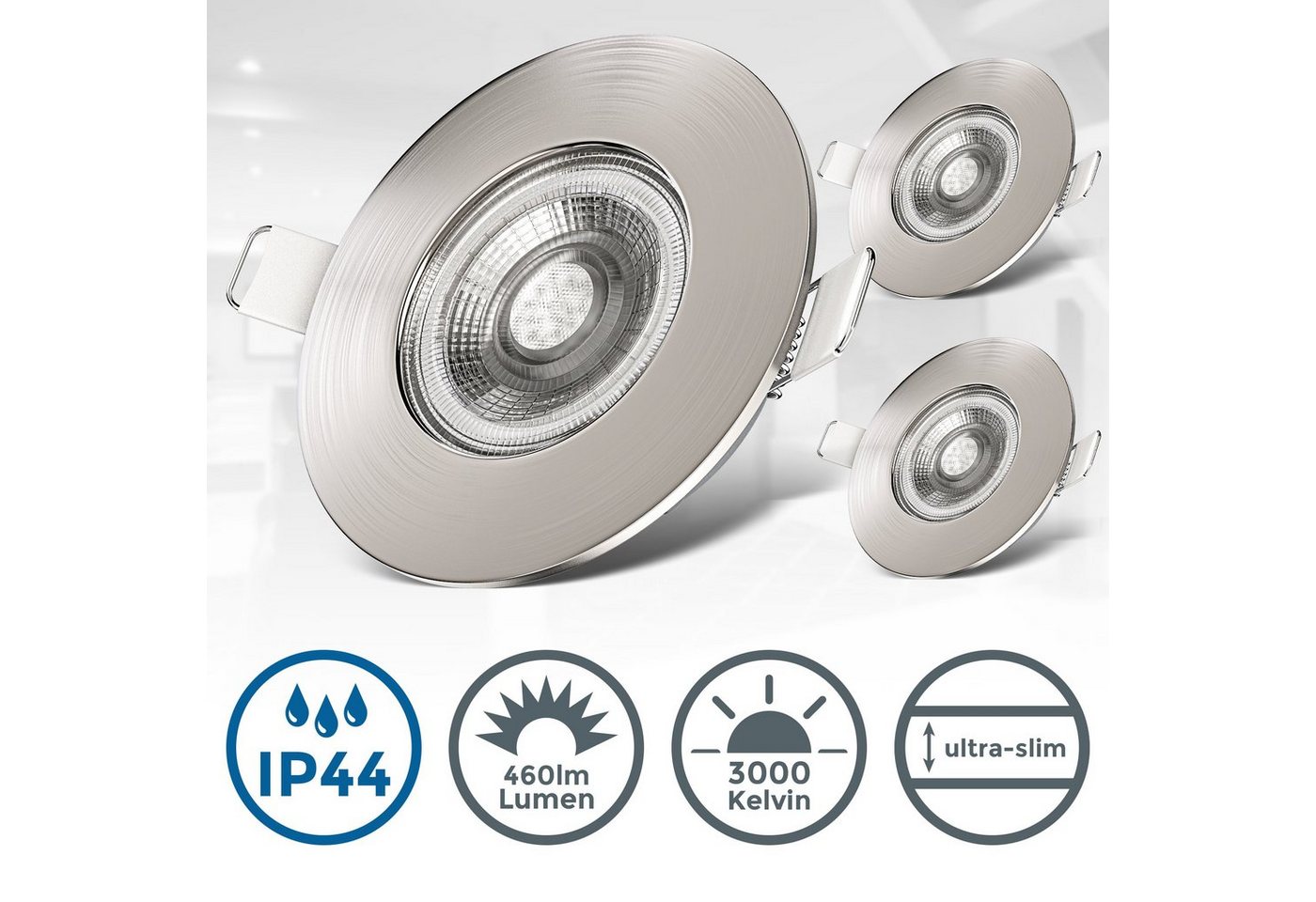 B.K.Licht LED Einbauleuchte, LED Einbaustrahler Bad Spots Lampe ultraflach Deckenspots IP44-HomeTrends