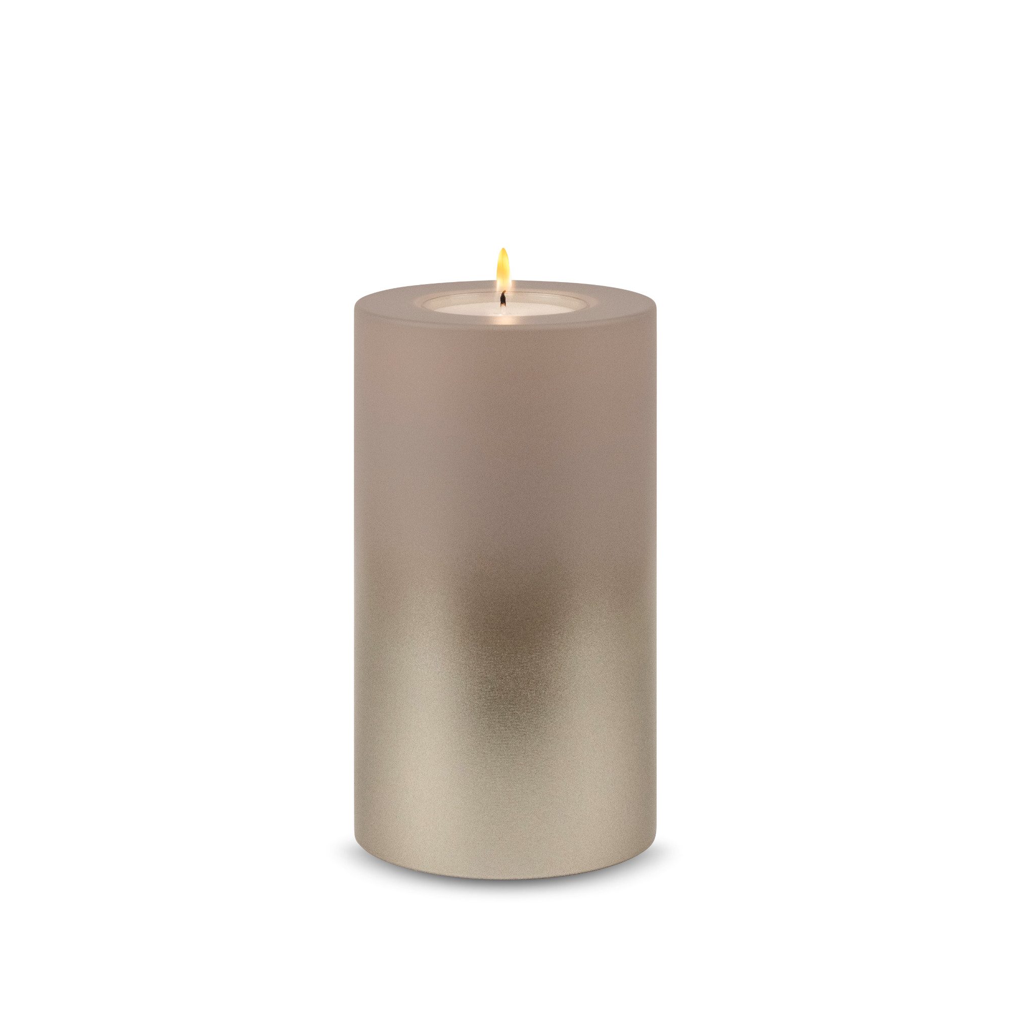 Qult Teelichthalter Levi 8cm Durchmesser taupe / cremegold Dauerkerze Kunststoffkerze