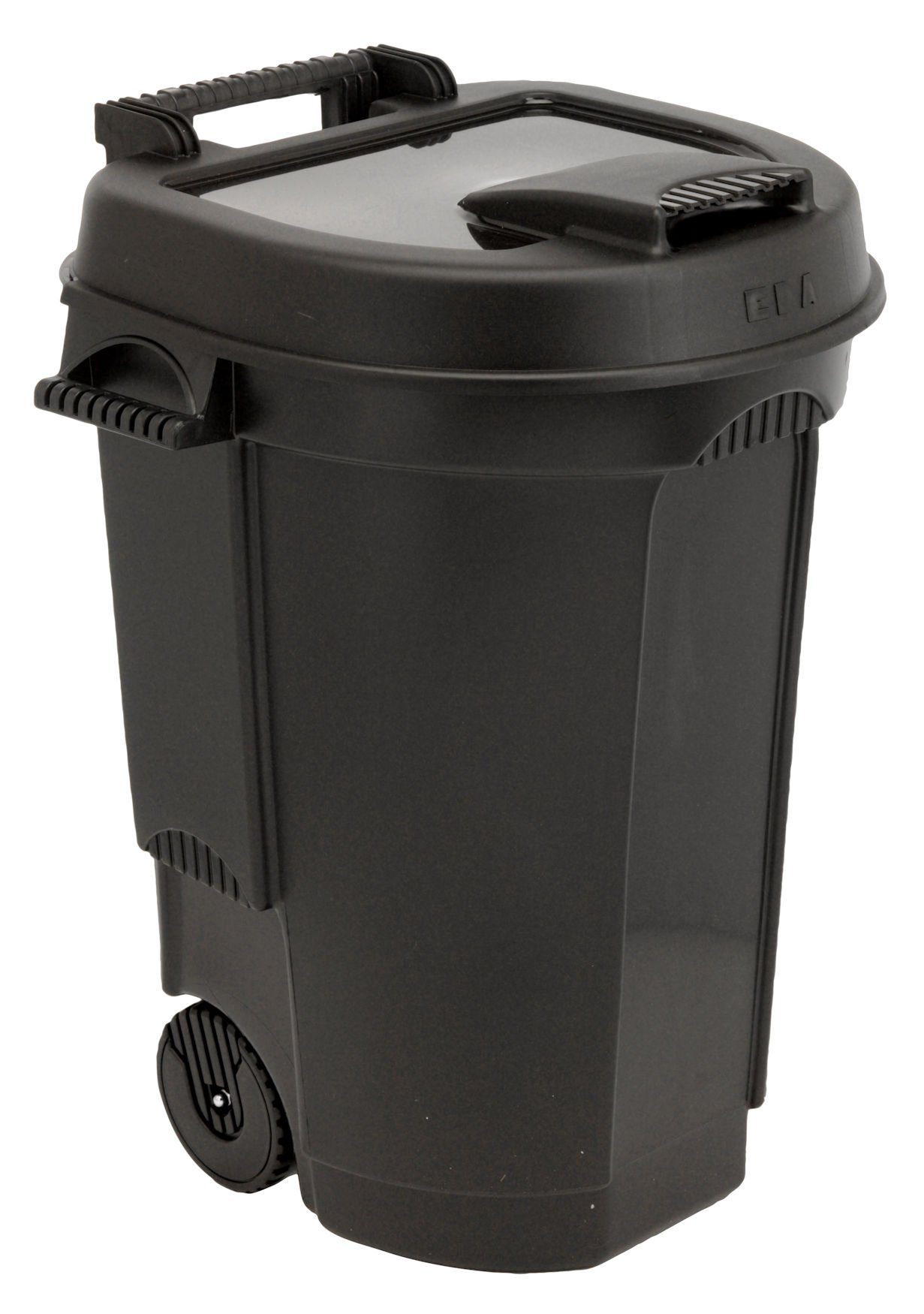 Kunststoff Mülleimer mit mit Liter Deckel 110 in Abfallcontainer Spetebo - Rollen schwarz, Mülleimer