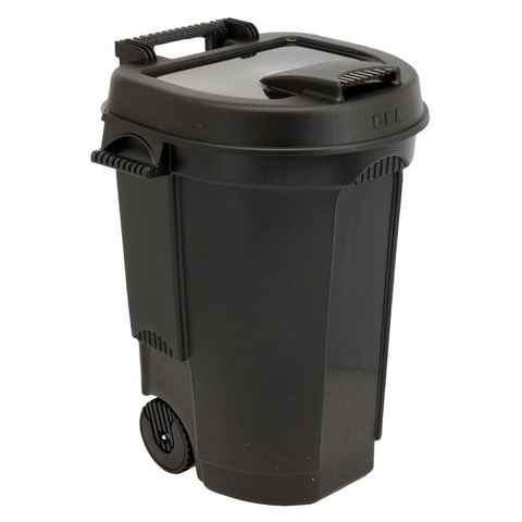 Spetebo Mülleimer Kunststoff Abfallcontainer mit Deckel in schwarz, 110 Liter - Mülleimer mit Rollen