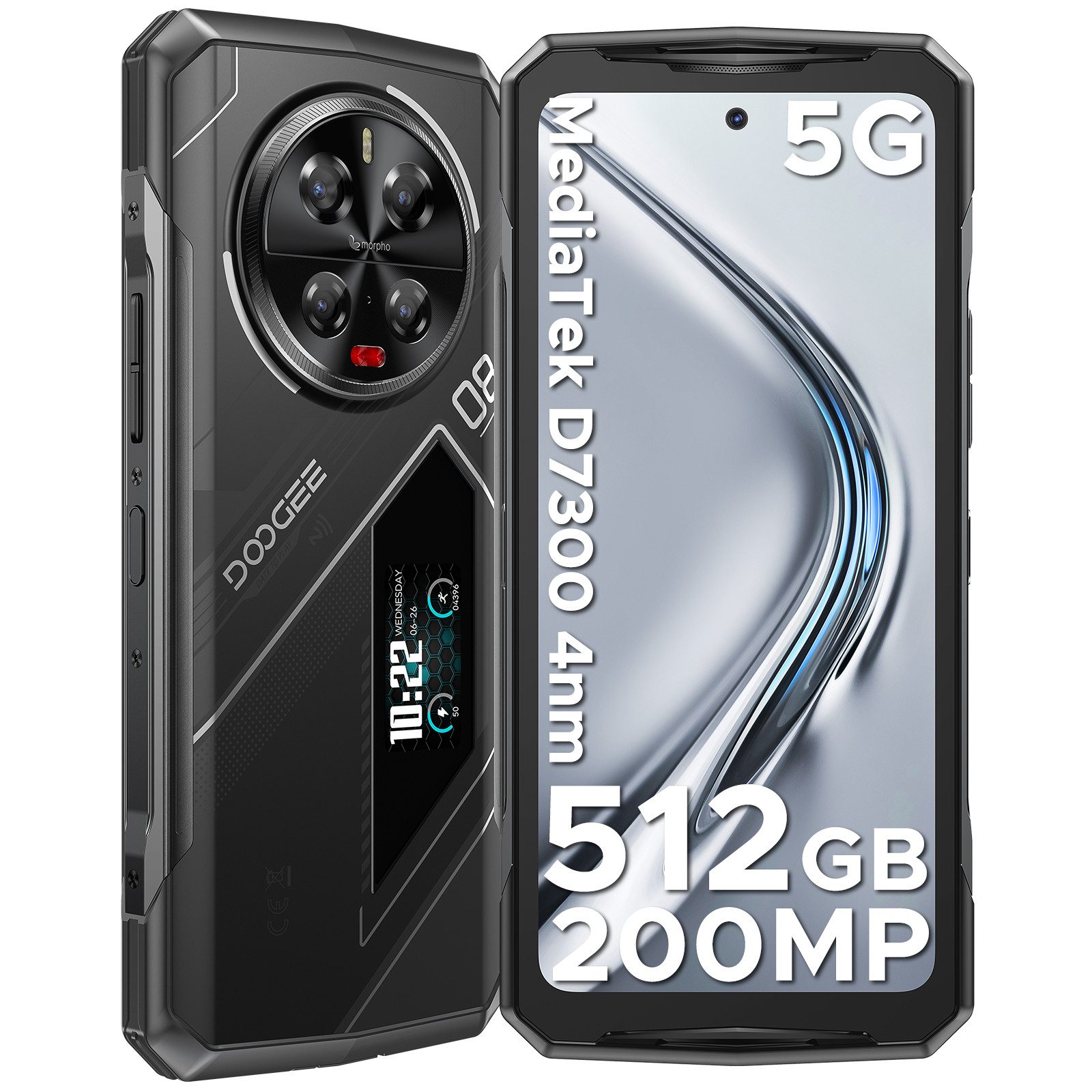 DOOGEE V40Pro 5G Handy Ohne Vertrag 512GB 6.78" FHD+120Hz 8680mAh Outdoor Smartphone (6.78 Zoll, 512 GB Speicherplatz, 200 MP Kamera, 200MP+32MP+20MP+ 8MP+8MP /33W Schnellladung/5G/NFC)