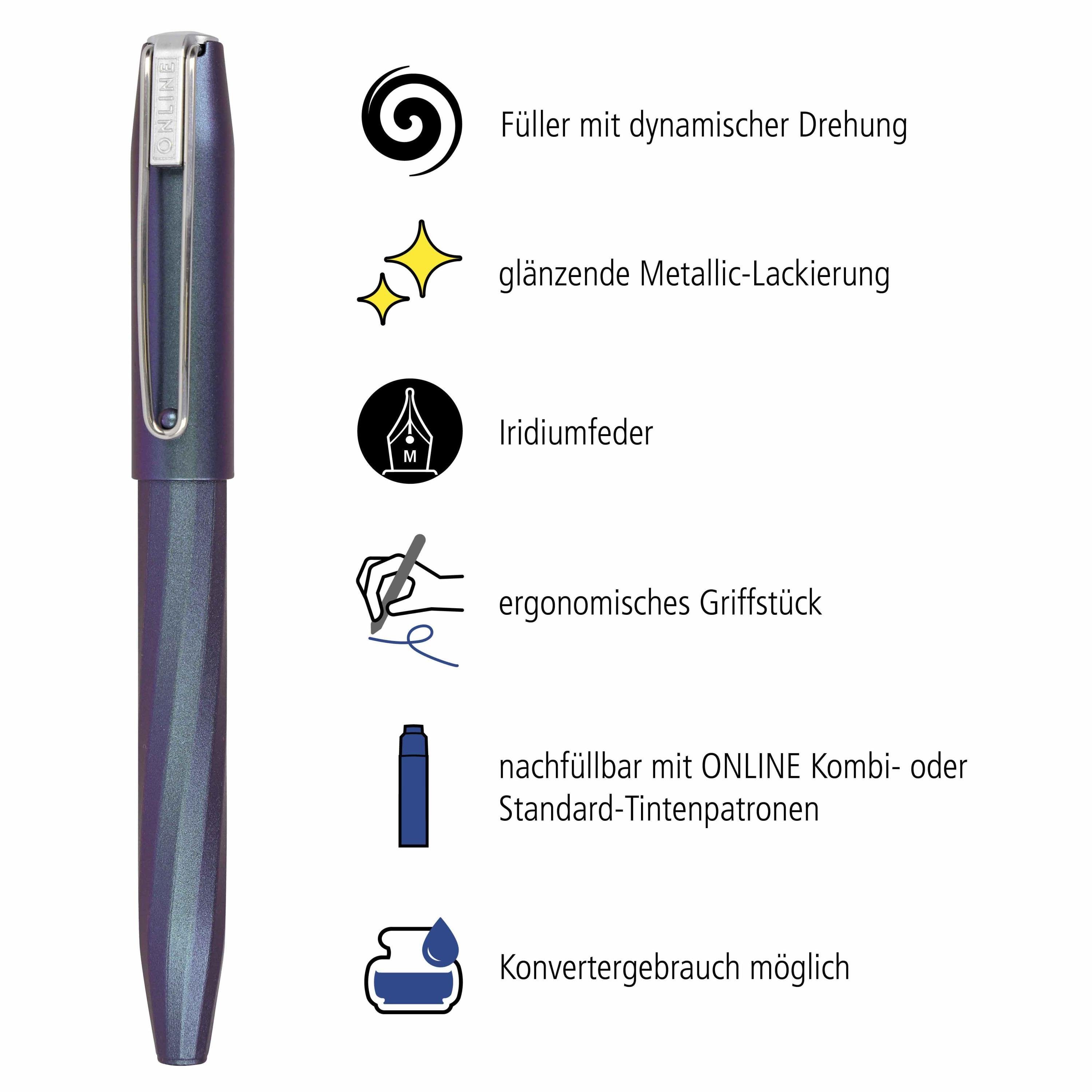 Online Pen Füller Slope, ergonomisch, ideal für die Schule, inkl.  Tintenpatrone