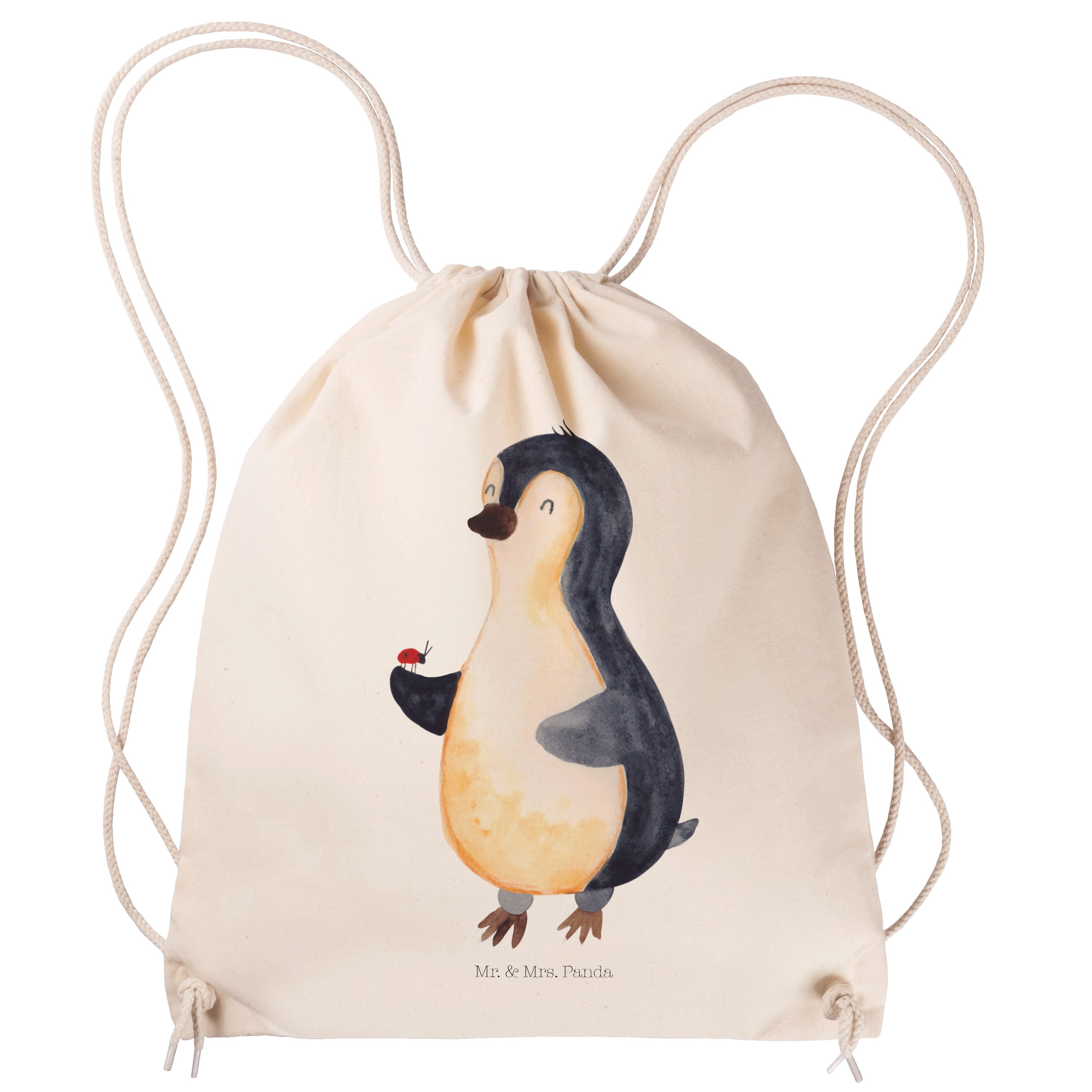 Mr. & Mrs. Panda Sporttasche Pinguin Marienkäfer - Transparent - Geschenk, Stoffbeutel, Tasche, Sp (1-tlg)