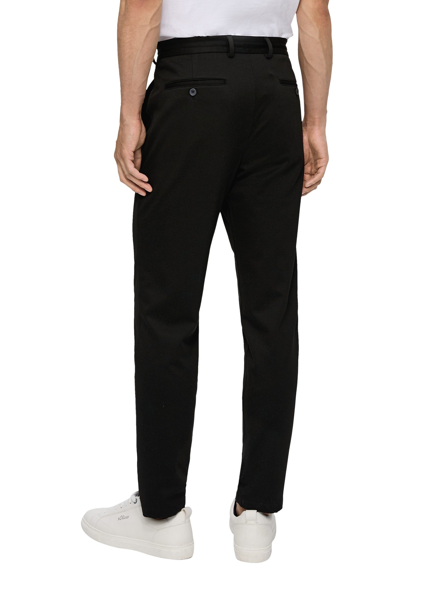 s.Oliver Viskosemix schwarz Jogg Suit-Hose aus Slim: LABEL Stoffhose BLACK