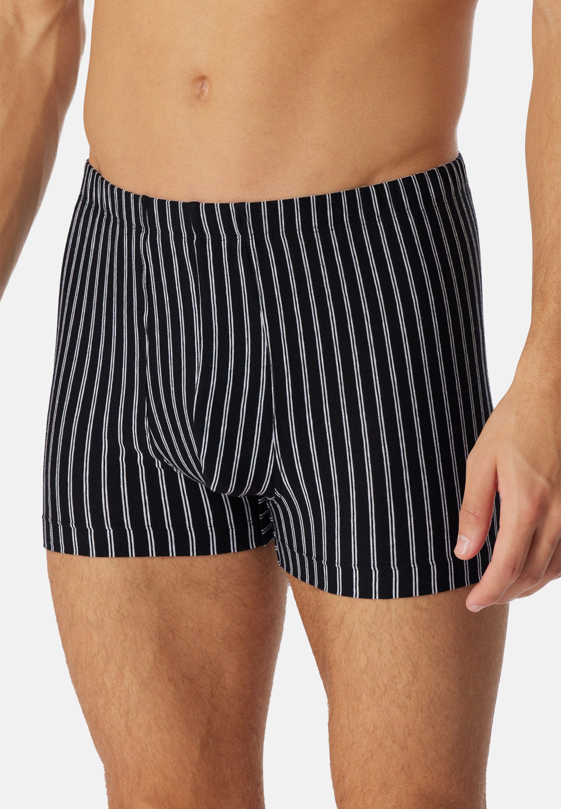 Baumwolle (Spar-Set, - 3er Ohne Retro Atmungsaktiv - / - Eingriff 3-St) Pant Short 95/5 Cotton Boxer Pack Schwarz Schiesser Essentials Retro Organic