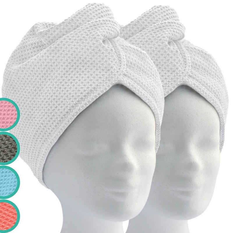 ELEXACARE Turban-Handtuch Haarturban mit Knopf, Mikrofaser (2-St), Turbanhandtuch mit Knopf und Schlaufe