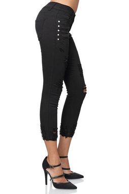 Egomaxx Skinny-fit-Jeans Skinny Denim Jeans Hosen mit Glitzer und cropped Design (1-tlg) 3339 in Schwarz