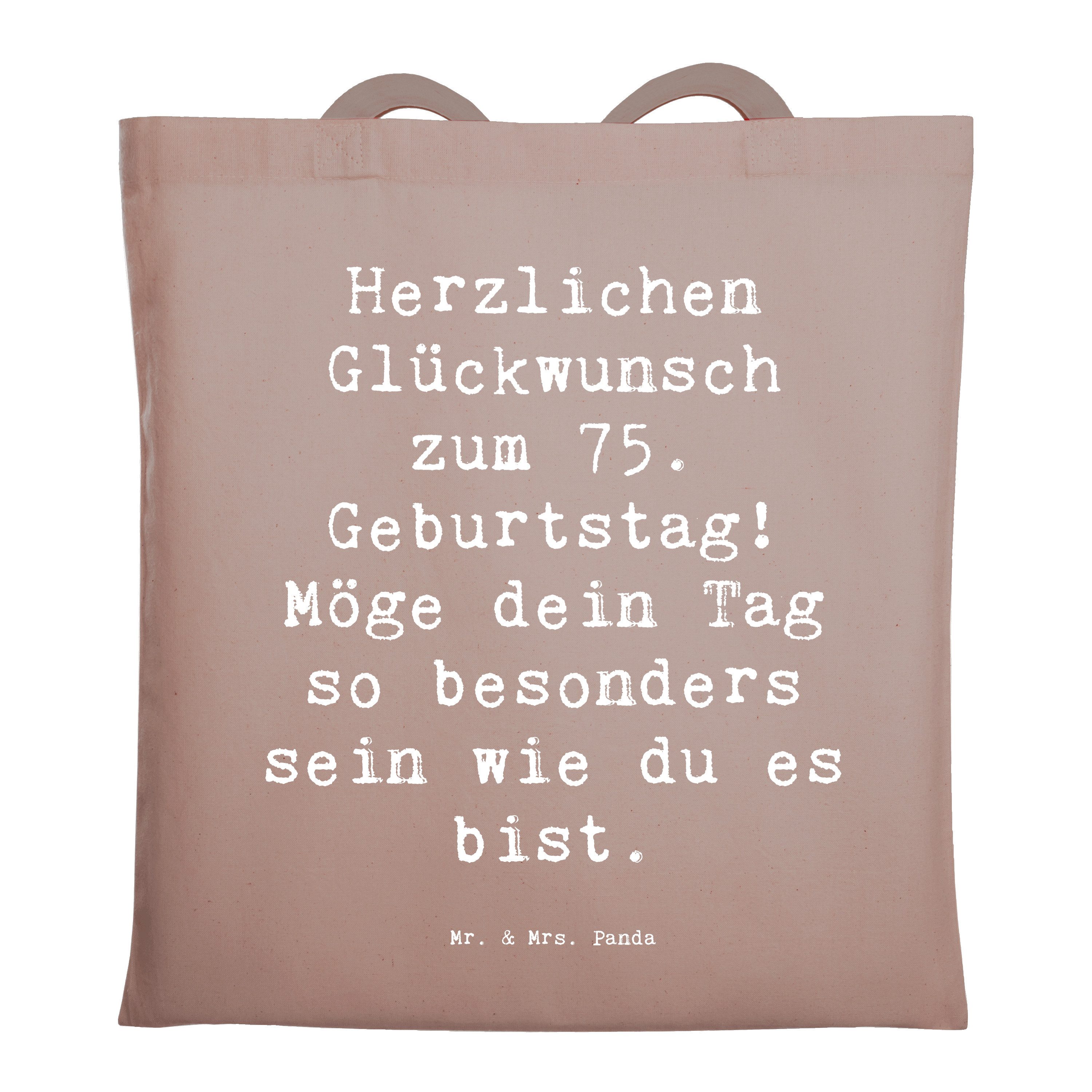 Mr. & Mrs. Panda Tragetasche Spruch 75. Geburtstag Glückwünsche Braun
