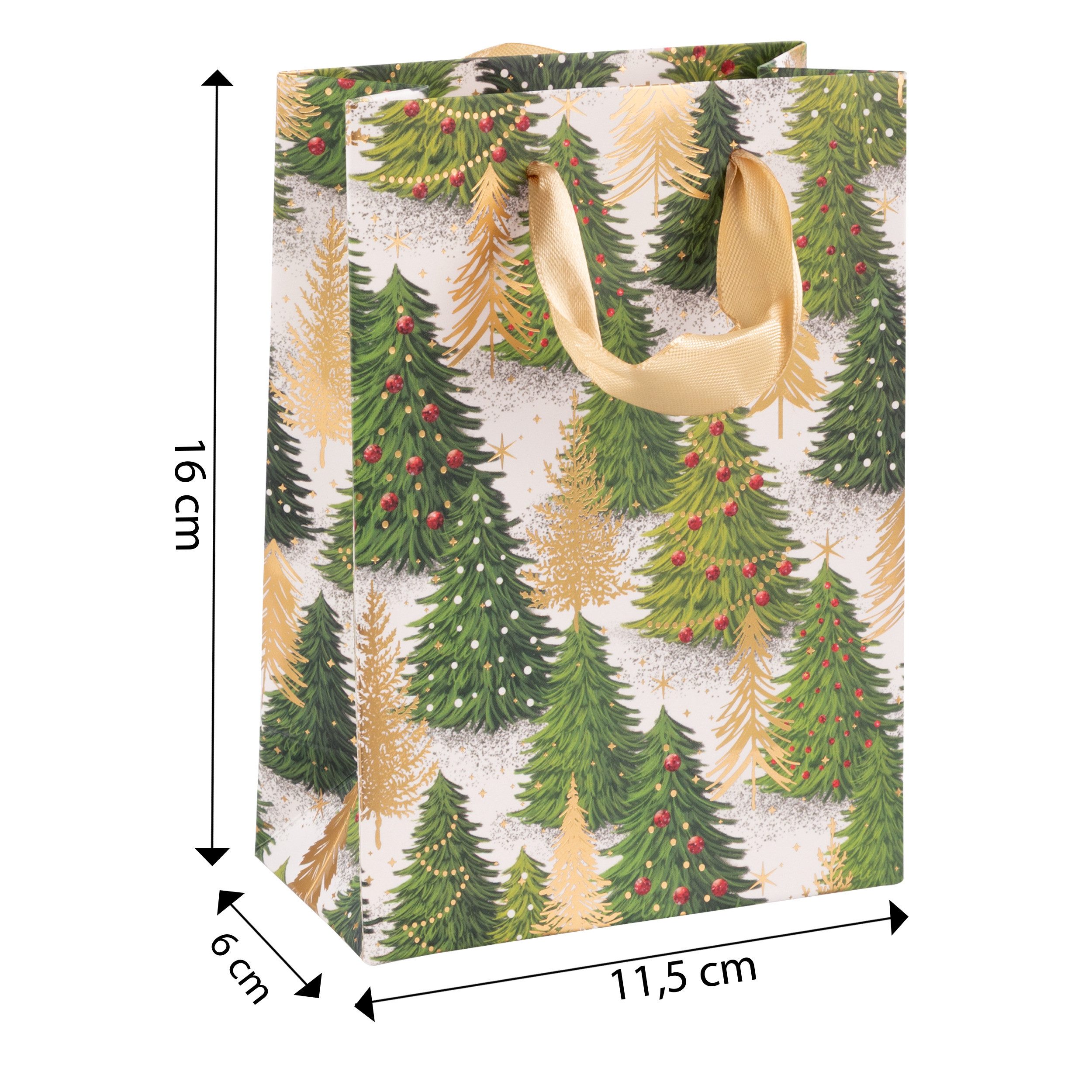 Idena Geschenkpapier Idena Bundle Geschenktaschen Tanne grün/gold 16x11,5x6cm 10 Stück – Bild 5 von 5
