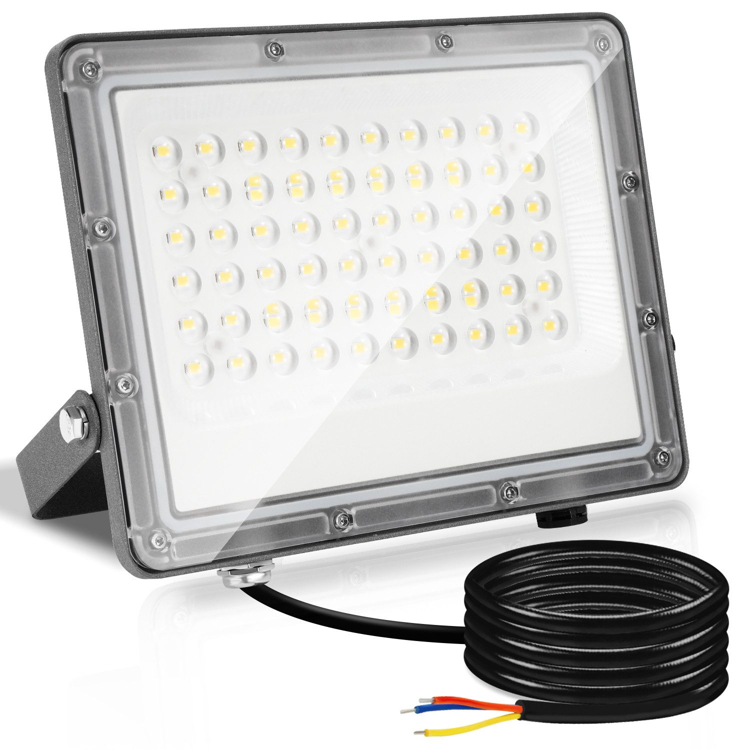 Clanmacy Flutlichtstrahler LED Flutlichtstrahler 50W Außenbeleuchtung Floodlight LED, Außenstrahler, Kaltweiß