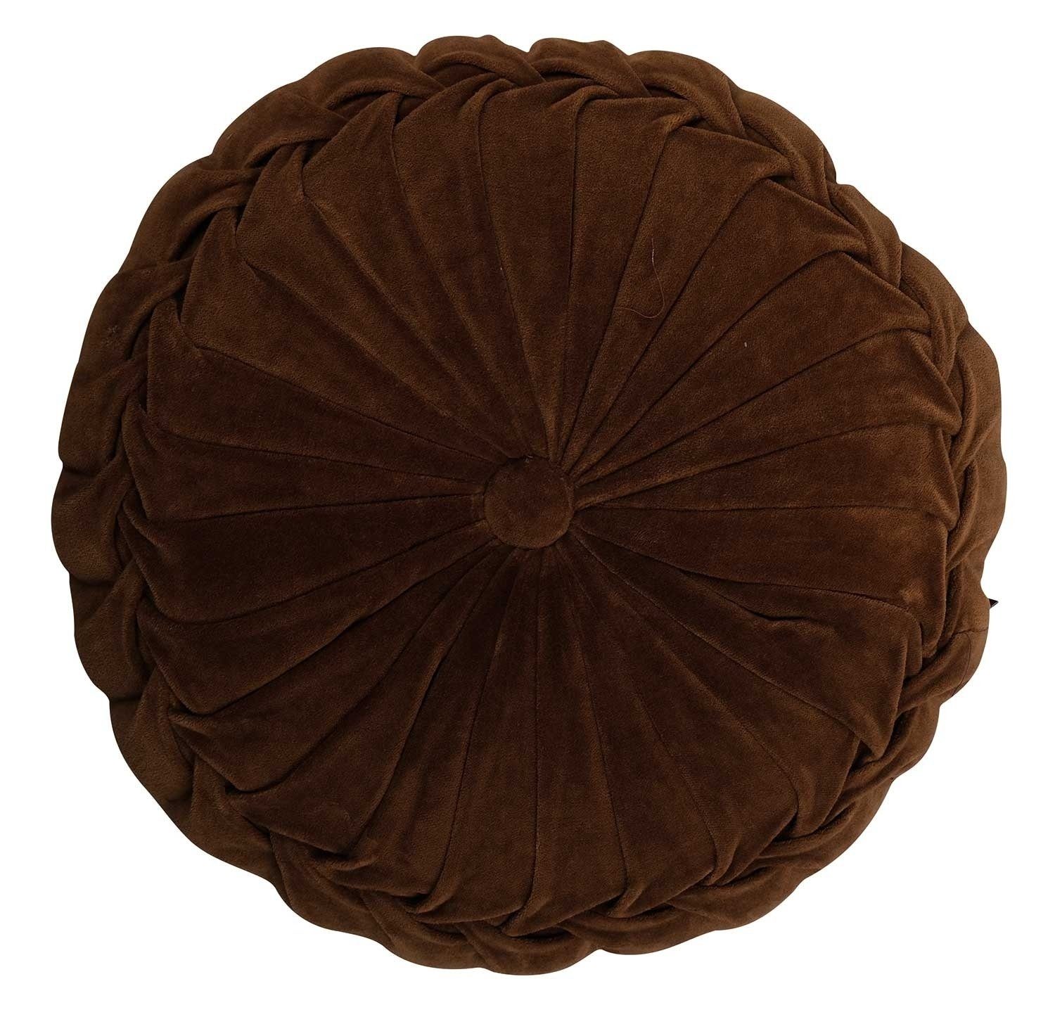 Dekokissen KANAN VELVET, Braun, Unifarben, Baumwolle, Ø 40 cm