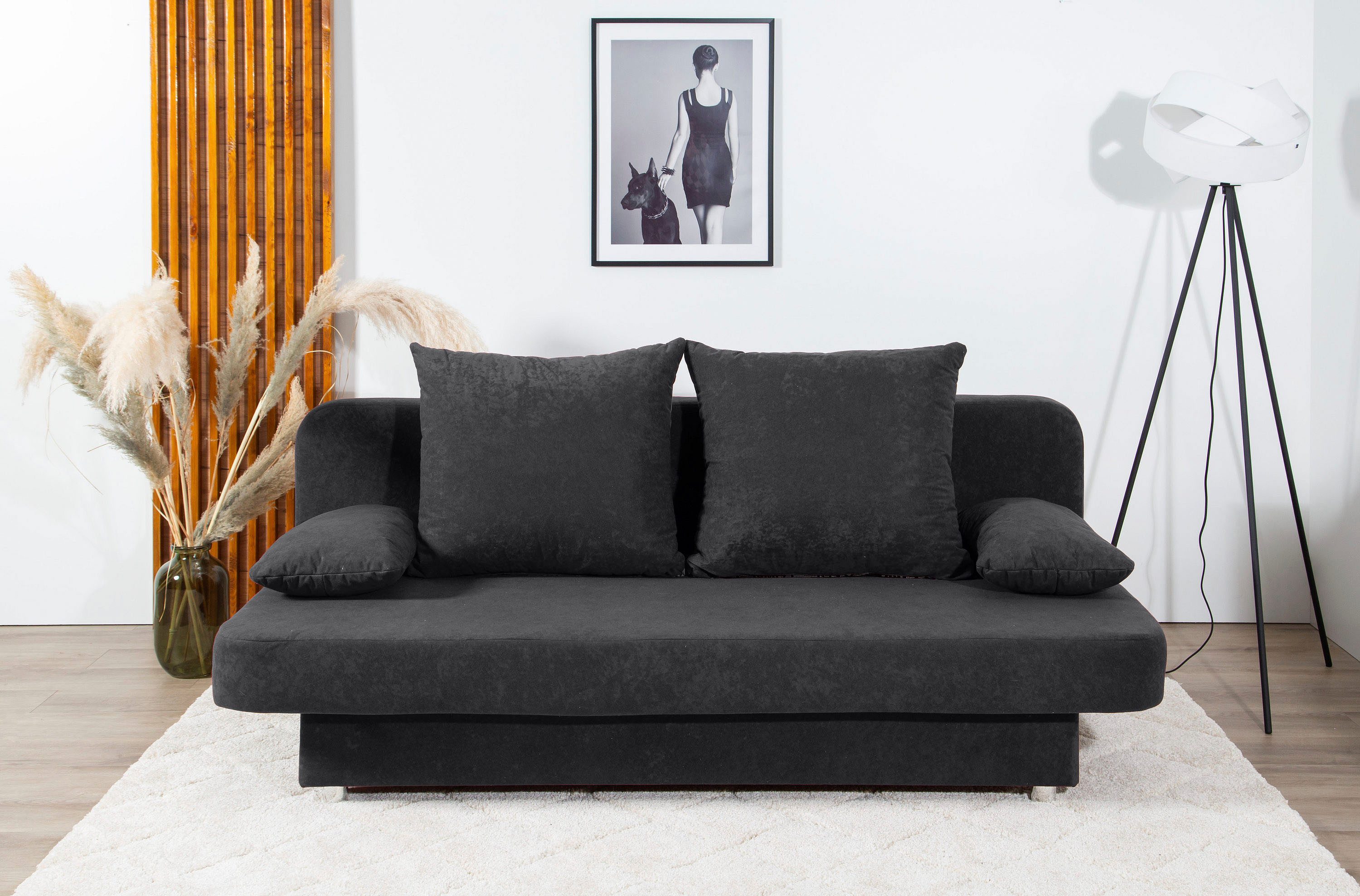 COLLECTION AB Schlafsofa Ulla, B: 186 cm, Liegel. 142x186 cm, Schlaffunktion, Bettkasten & 2 Wende-Rückenkissen