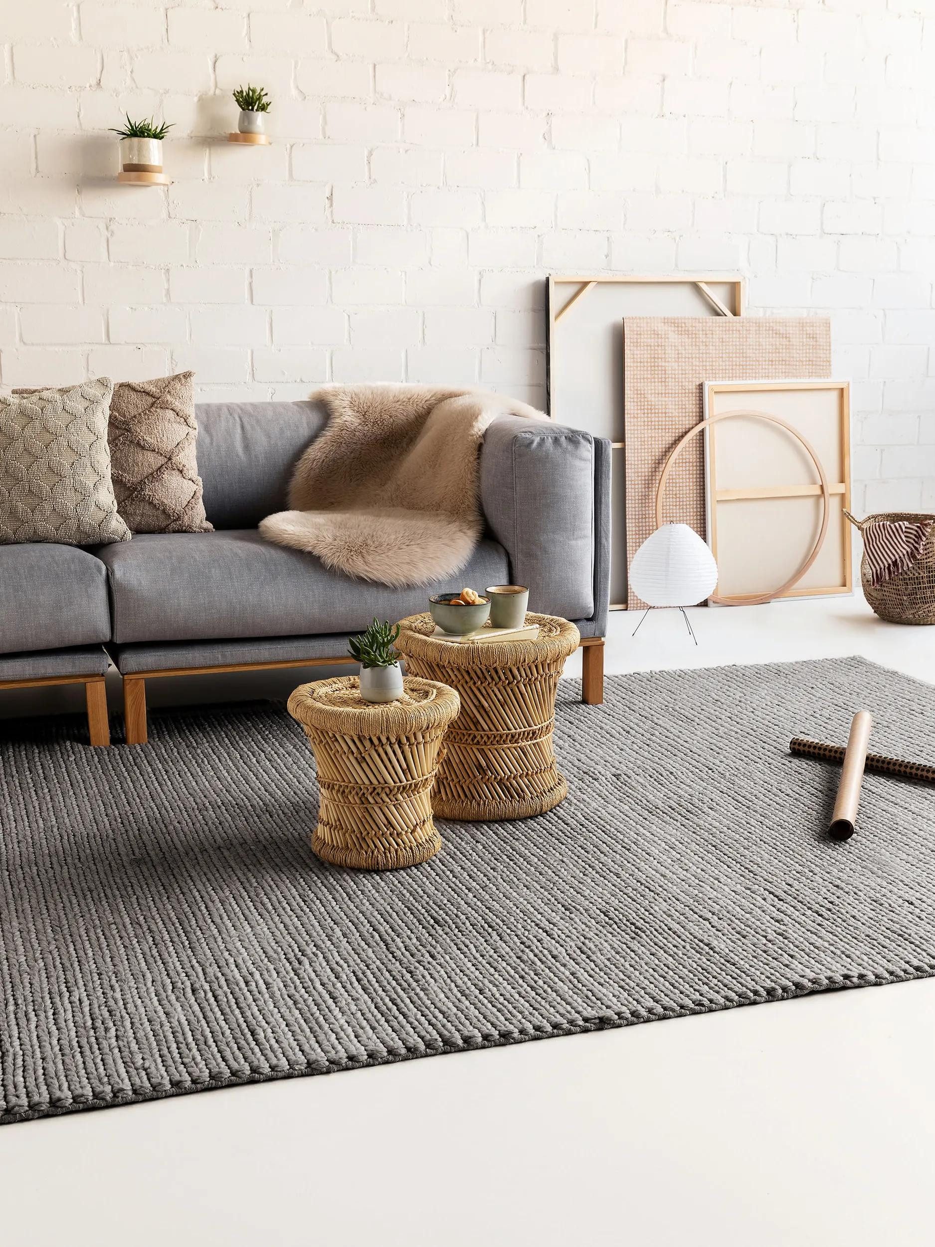 benuta Wollteppich Uno, rechteckig, Höhe: 5 mm, 100% Wolle, Teppich Wohnzimmer, Schlafzimmer, Esszimmer, Flur, Hygge