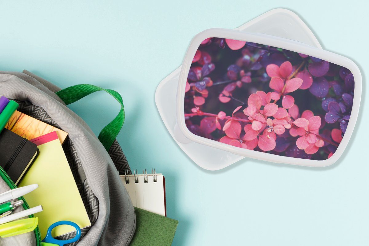 MuchoWow Lunchbox Blumen (2-tlg), für Brotdose, weiß - Kinder Jungs Erwachsene, Mädchen Brotbox und und Natur, - Lila Kunststoff, für