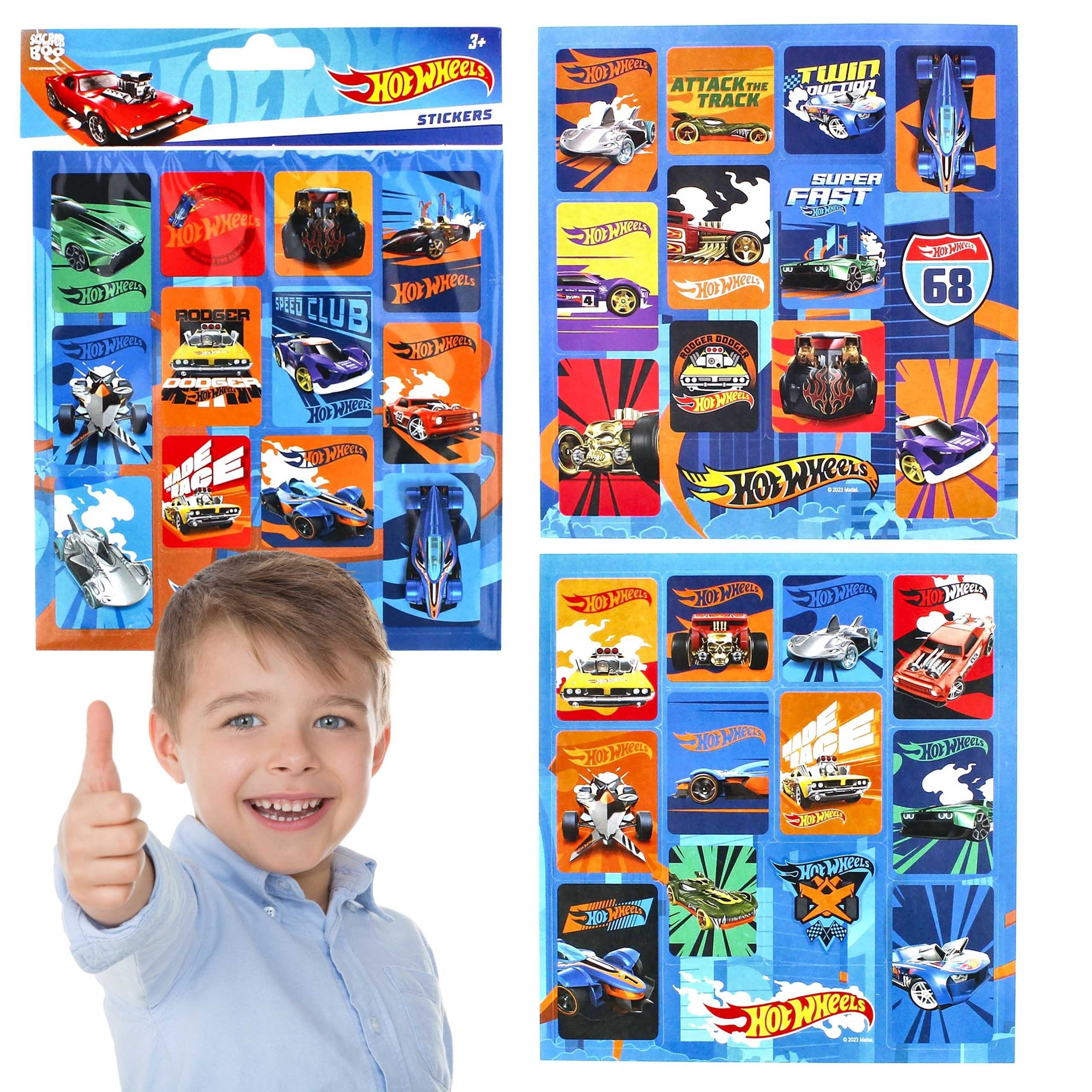 Sarcia.eu Stickerbuch Hot Wheels Aufkleber-Set für Kinder, 3 Blisterpackungen