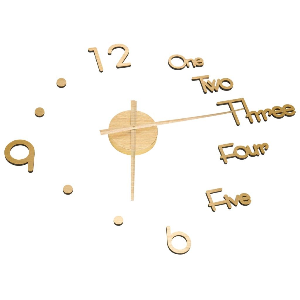 furnicato Uhr Extragroße 3D-Wanduhr Gold 100 cm mit DIY-Größe (Glänzende Wandzeitmesser aus EVA mit anpassbarer DIY-Montageform)
