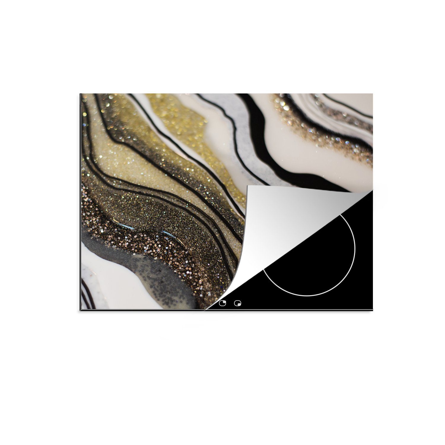 MuchoWow Herdblende-/Abdeckplatte Edelstein - Abstrakt - Marmor - Natur, Vinyl, (1 tlg), 57x51 cm, Induktionsschutz, Induktionskochfeld, Ceranfeldabdeckung
