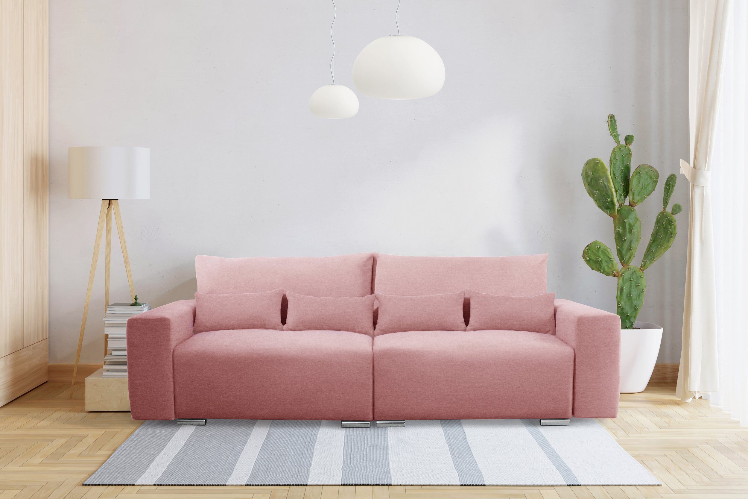 Stylefy 3-Sitzer Korfu, Sofa, 2-Sitzer, inklusive Kissen, frei im Raum stellbar, Modern Design, mit Bettfunktion