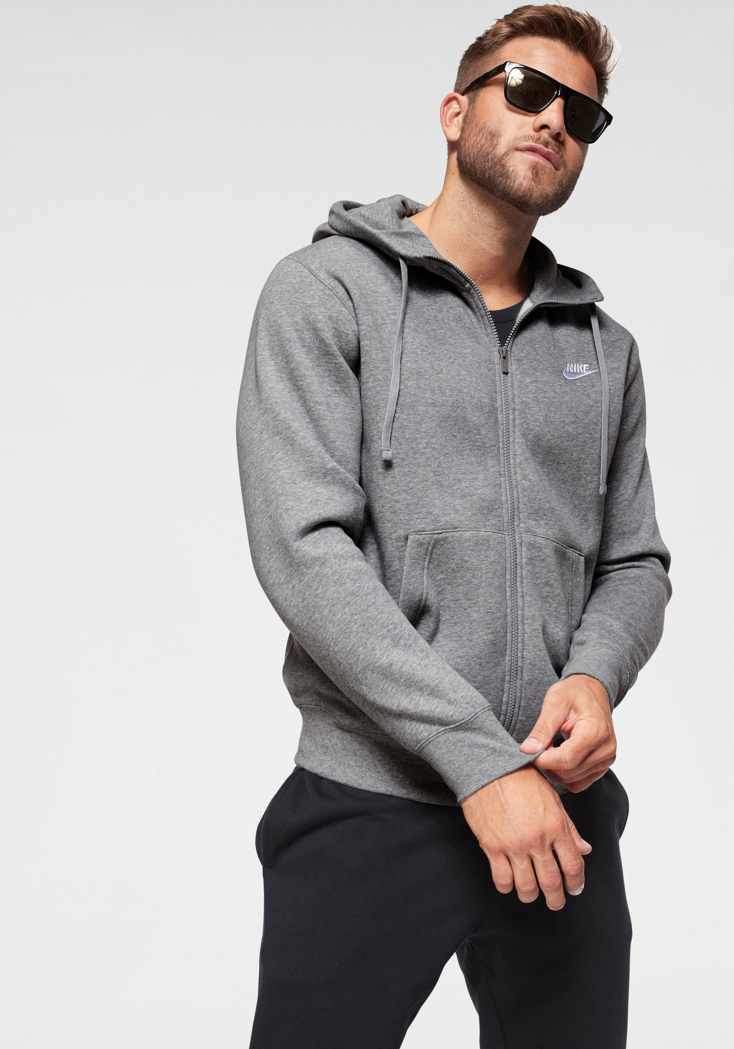 Fleece grau Nike Hoodie Sweatjacke Sportswear Full-Zip Men's Club