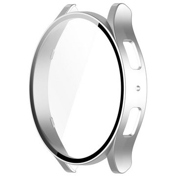 Wigento Smartwatch-Armband Für Samsung Galaxy Watch 6 44mm Integrierte Uhrenschutzhülle Silber