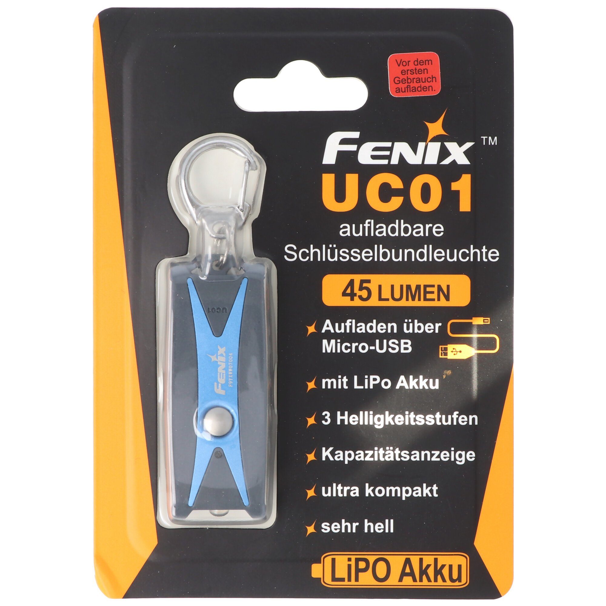 Fenix LED Taschenlampe Fenix UC01 LED-Taschenlampe im blauen Gehäuse, schlüsselbundleuchte m
