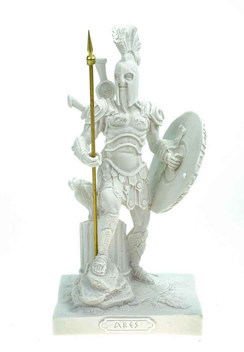 Kremers Schatzkiste Dekofigur Alabaster Deko Figur Kriegsgott Ares mit Speer und Schild 21 cm