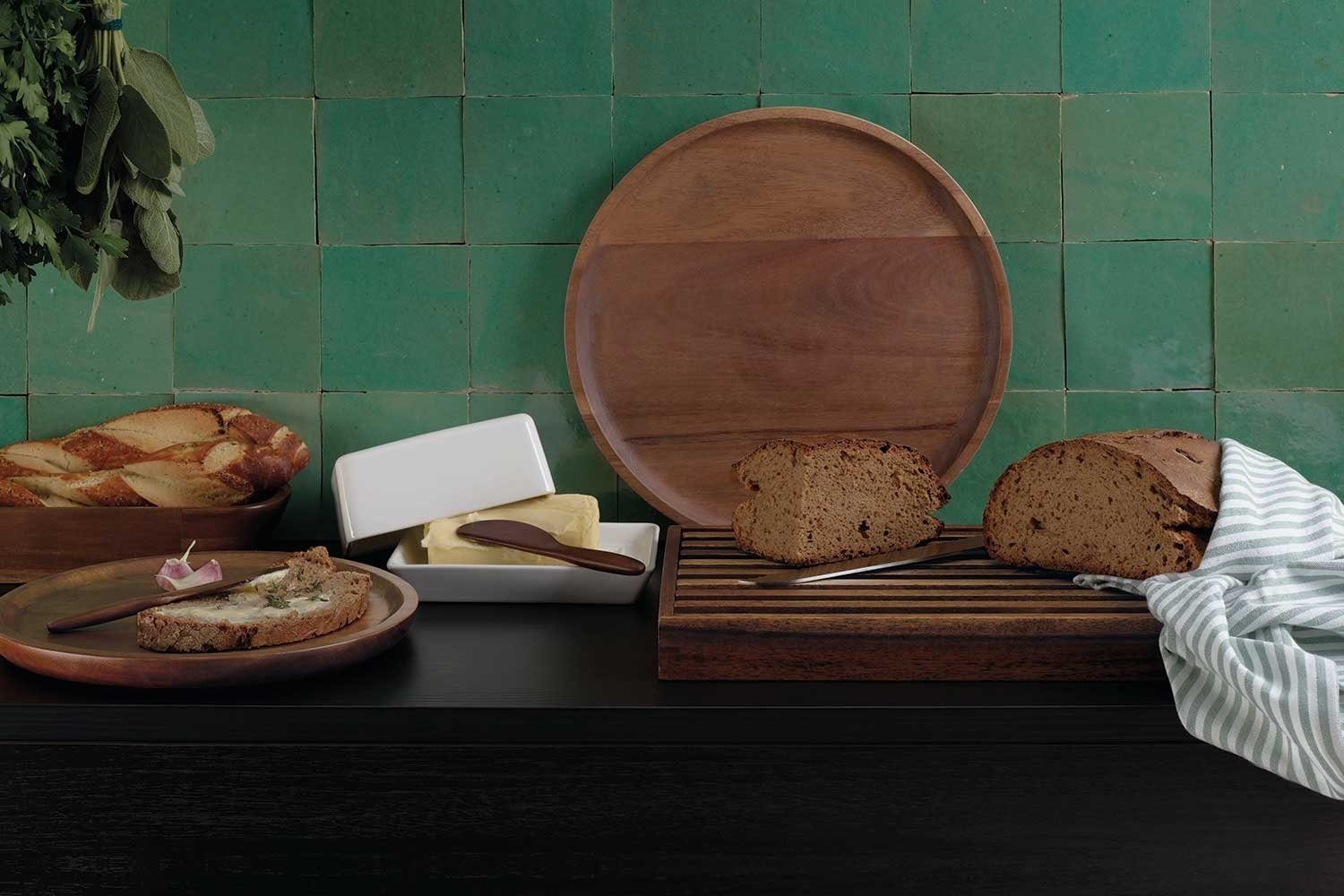 Brotschneidebrett Akazienholz, von ASA Brotschneidebrett Schneiden cm, x zum 43 Baguette SELECTION WOOD Brötchen Holz, oder 23 Brot,