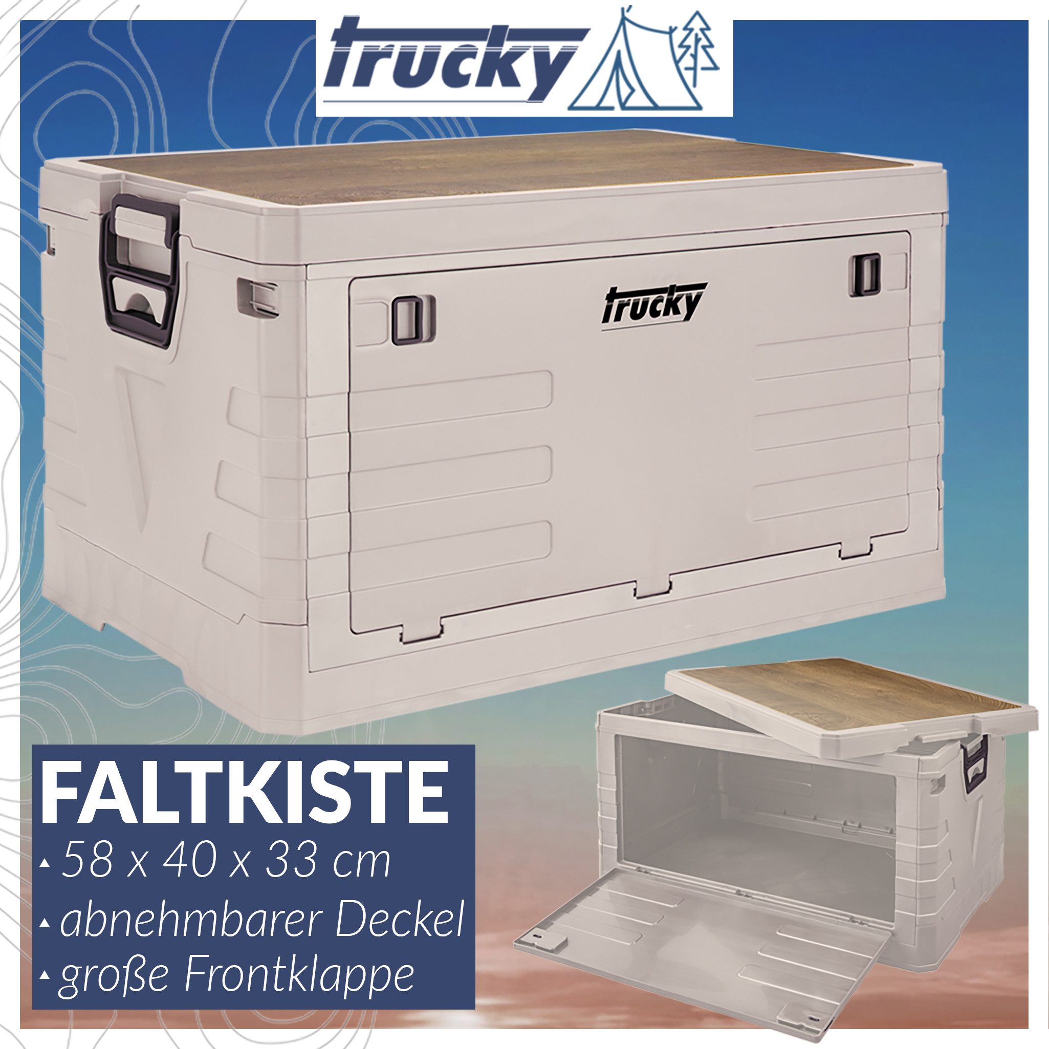 Trucky Faltbox Storage Box Camping Klappbox Klappkiste faltbar Beige Auswahl – Bild 2 von 5