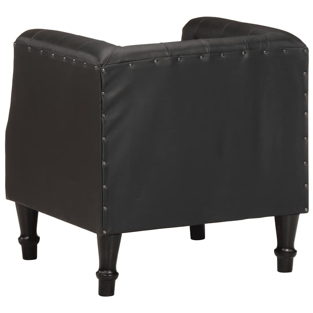 furnicato Sessel Echtleder-Loungesessel Schwarz 60x57x64 cm mit Vollholz-Beinen (1-St), Vintage-Sessel mit Ziegenleder, Nieten-Design für das Wohnzimmer