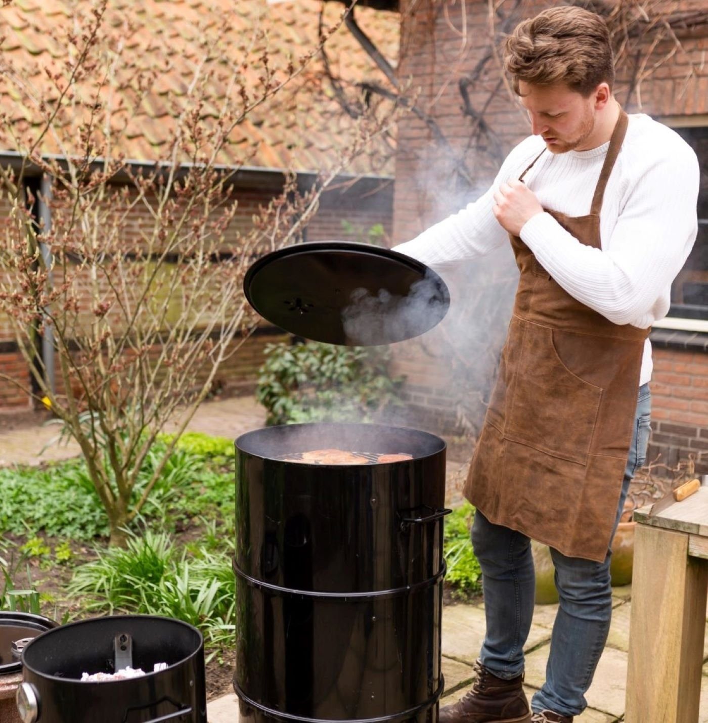 degawo Grillschürze Büffel Leder BBQ Grill Schürze Koch Männer Taschen Meister Geschenk – Bild 4 von 5