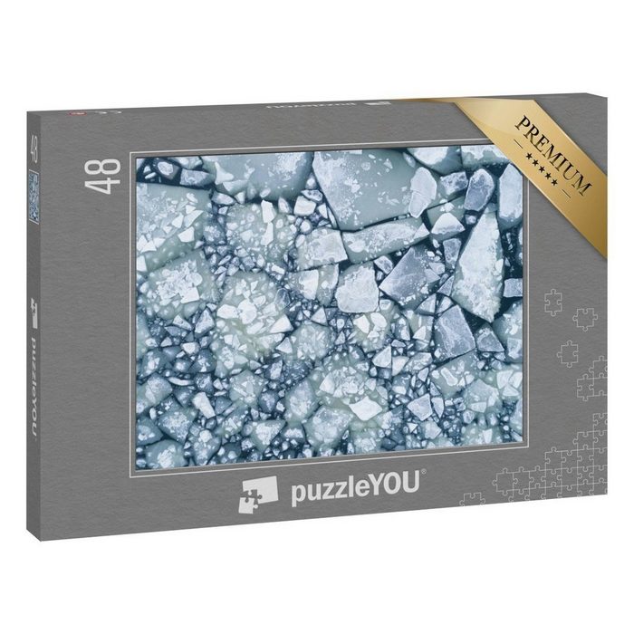 puzzleYOU Puzzle Weißes Eis und dunkles Wasser im Winter 48 Puzzleteile puzzleYOU-Kollektionen Polarmeer