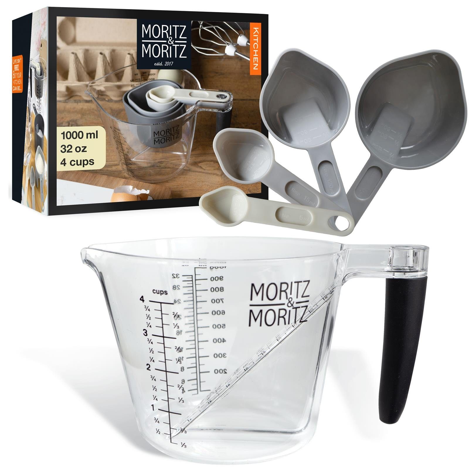 Moritz & Moritz Messbecher Moritz & Moritz Messbecher 1L, Kunststoff, (Set, 5-St)