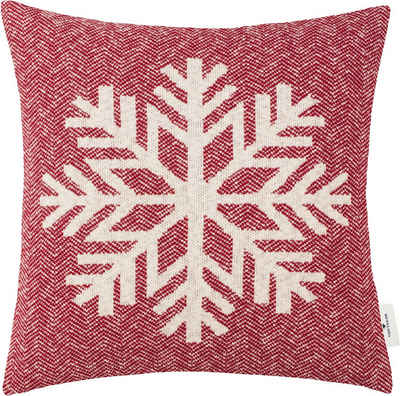 TOM TAILOR HOME Dekokissen Winter Snowflake, Kissenhülle ohne Füllung, 1 Stück