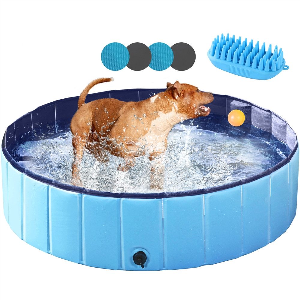 Yaheetech Hundepool Ø 100/120/140/160/180 cm, Planschbecken für Hunde Swimmingpool Hundebadewanne, faltbar
