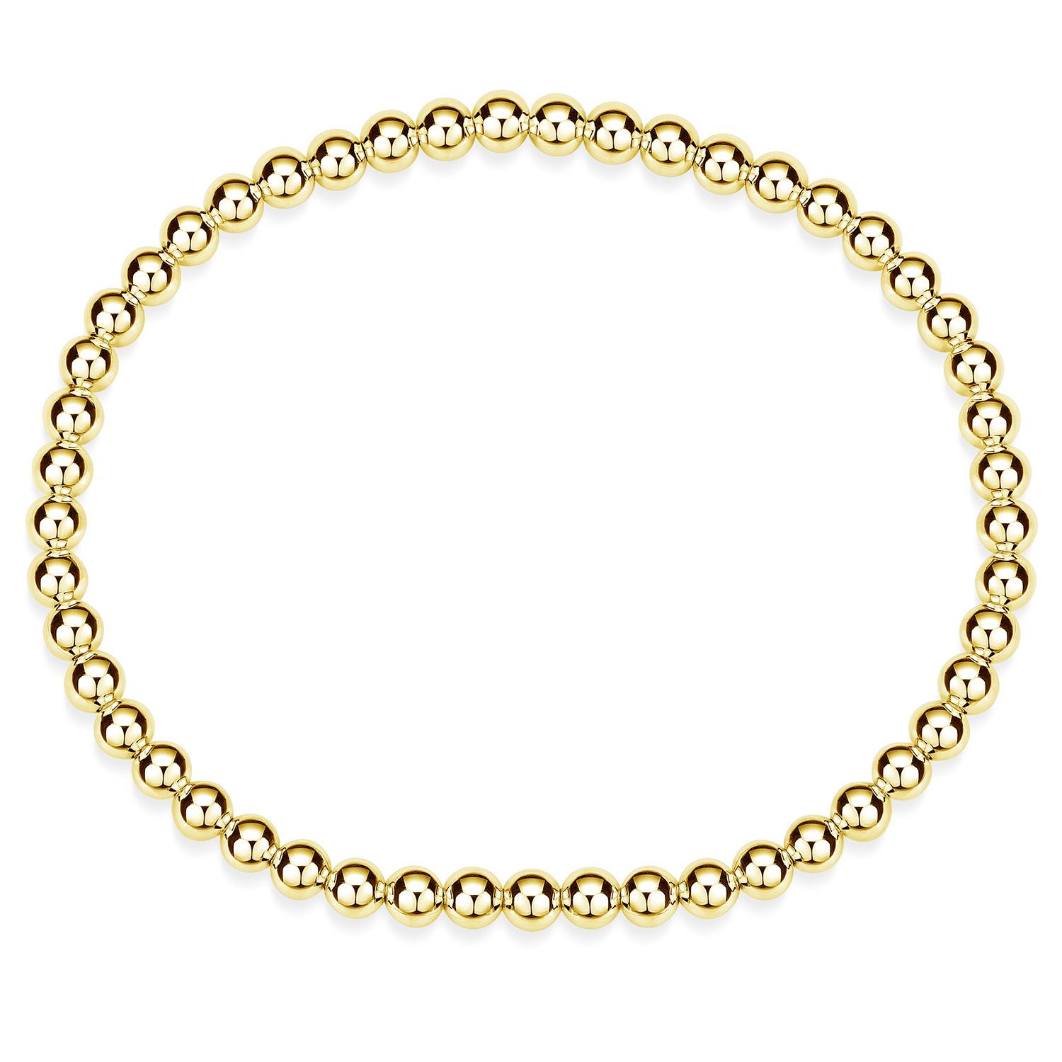 Materia Armband Damen Gold Kugelarmband elastisch SA-148, Sterlingsilber,  vergoldet