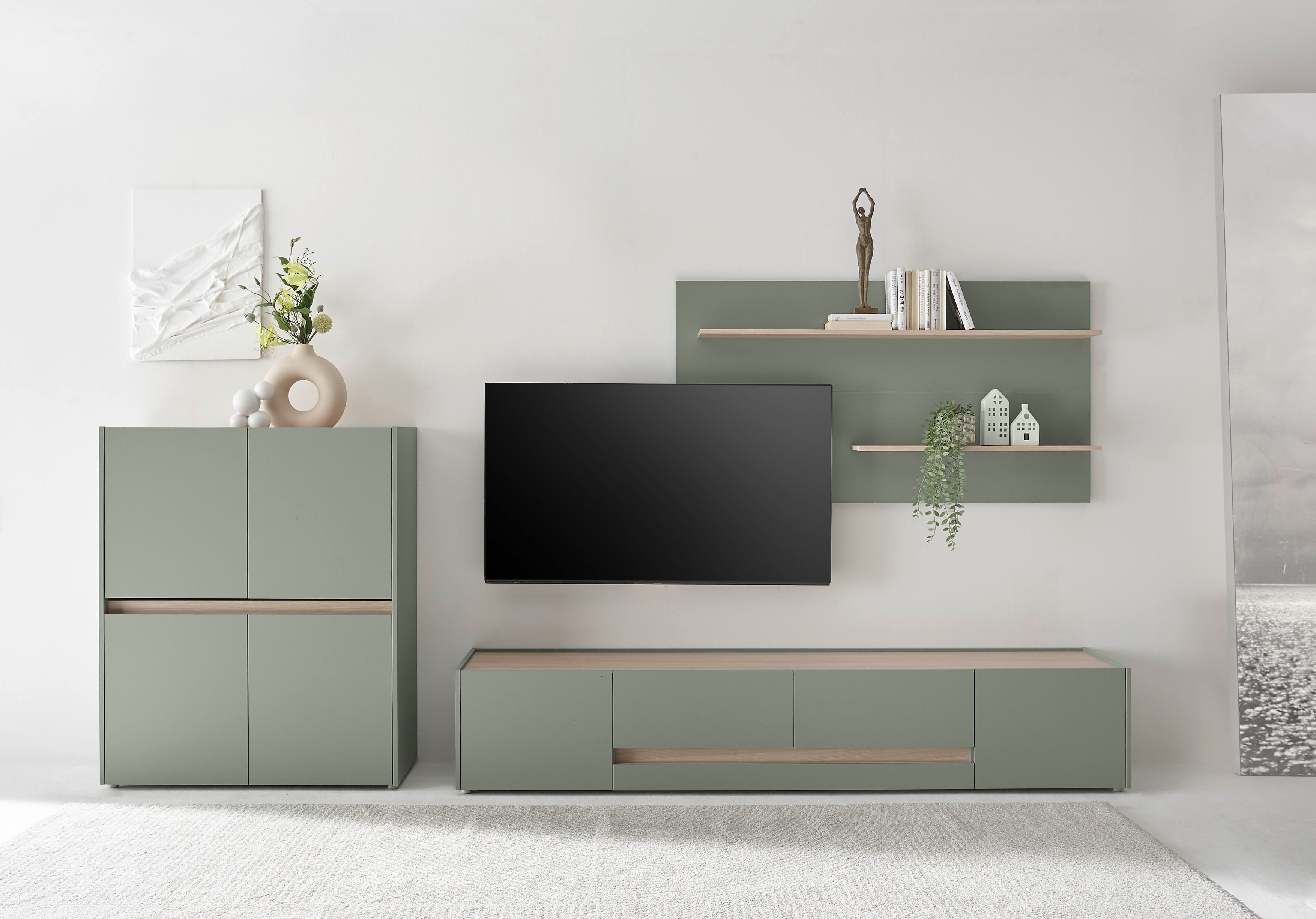 INOSIGN Wohnwand City/Giron, moderne Anbauwand, Komplettset in vielen Farben verfügbar, (Set, 3-St), enthält ein Lowboard, ein Highboard & ein Wandboard