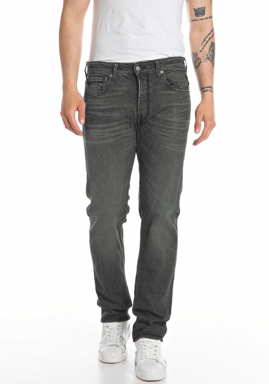 Replay Straight-Jeans GROVER in vielen verschiedenen Waschungen, mit Stretch