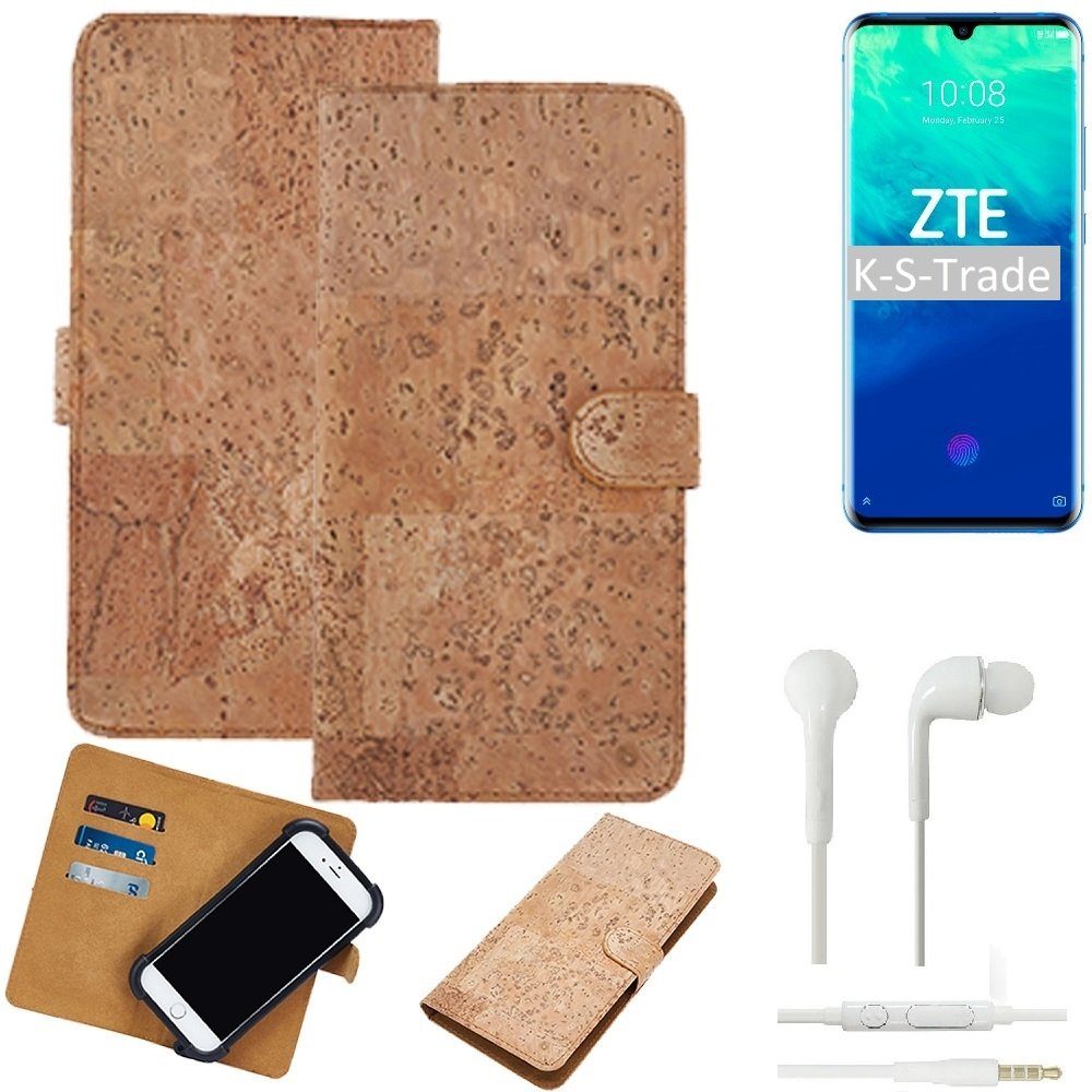 K-S-Trade Handyhülle für ZTE Axon 10 Pro, Hülle + in ear Kopfhörer Kork Handyhülle Cover - Schutzhülle