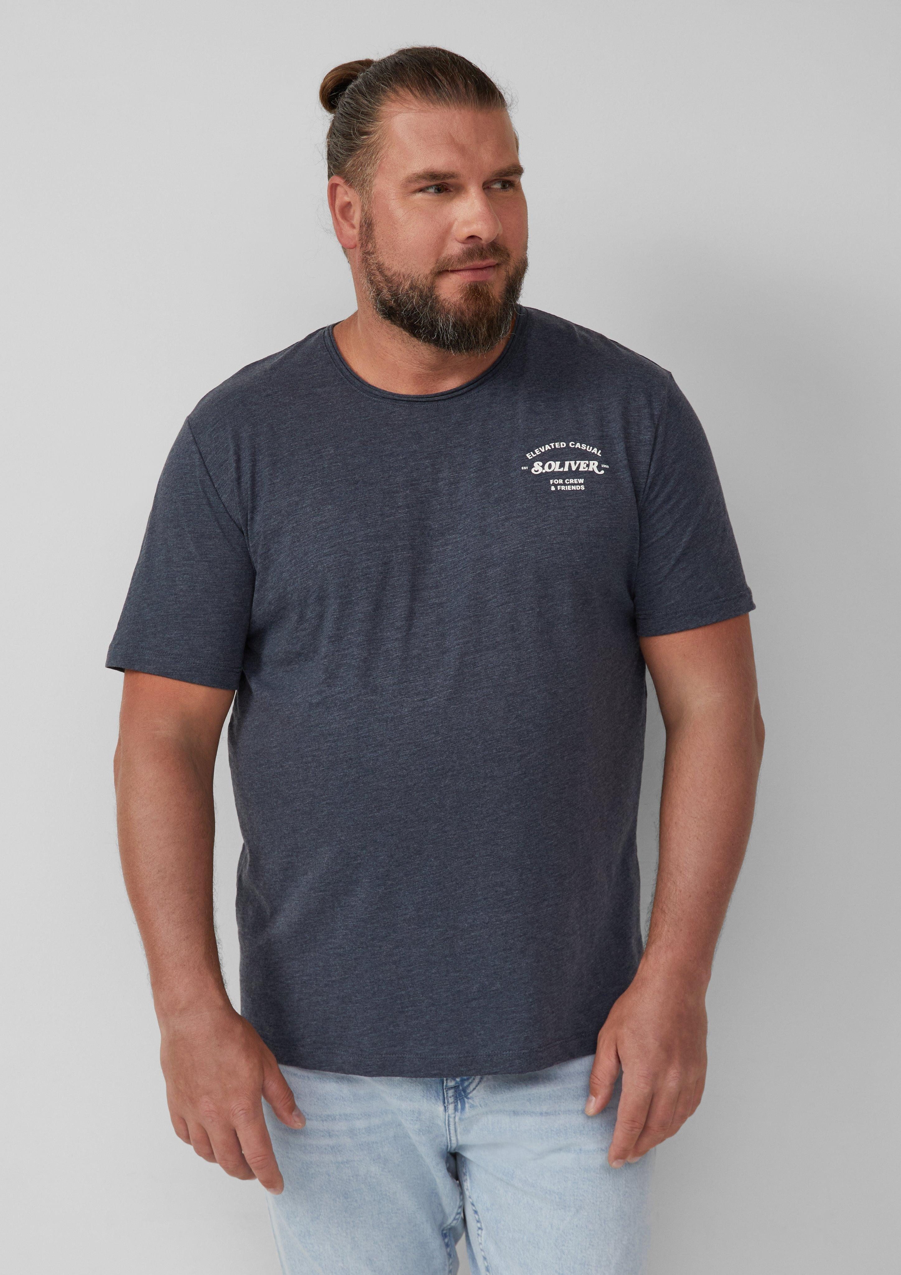 s.Oliver T-Shirt mit Label-Print Farbe dunkelblau Größe: 4XL günstig online kaufen