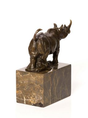 Aubaho Skulptur Bronzeskulptur Nashorn Rhinozeros 3kg Bronze Figur Statue im Antik-Sti