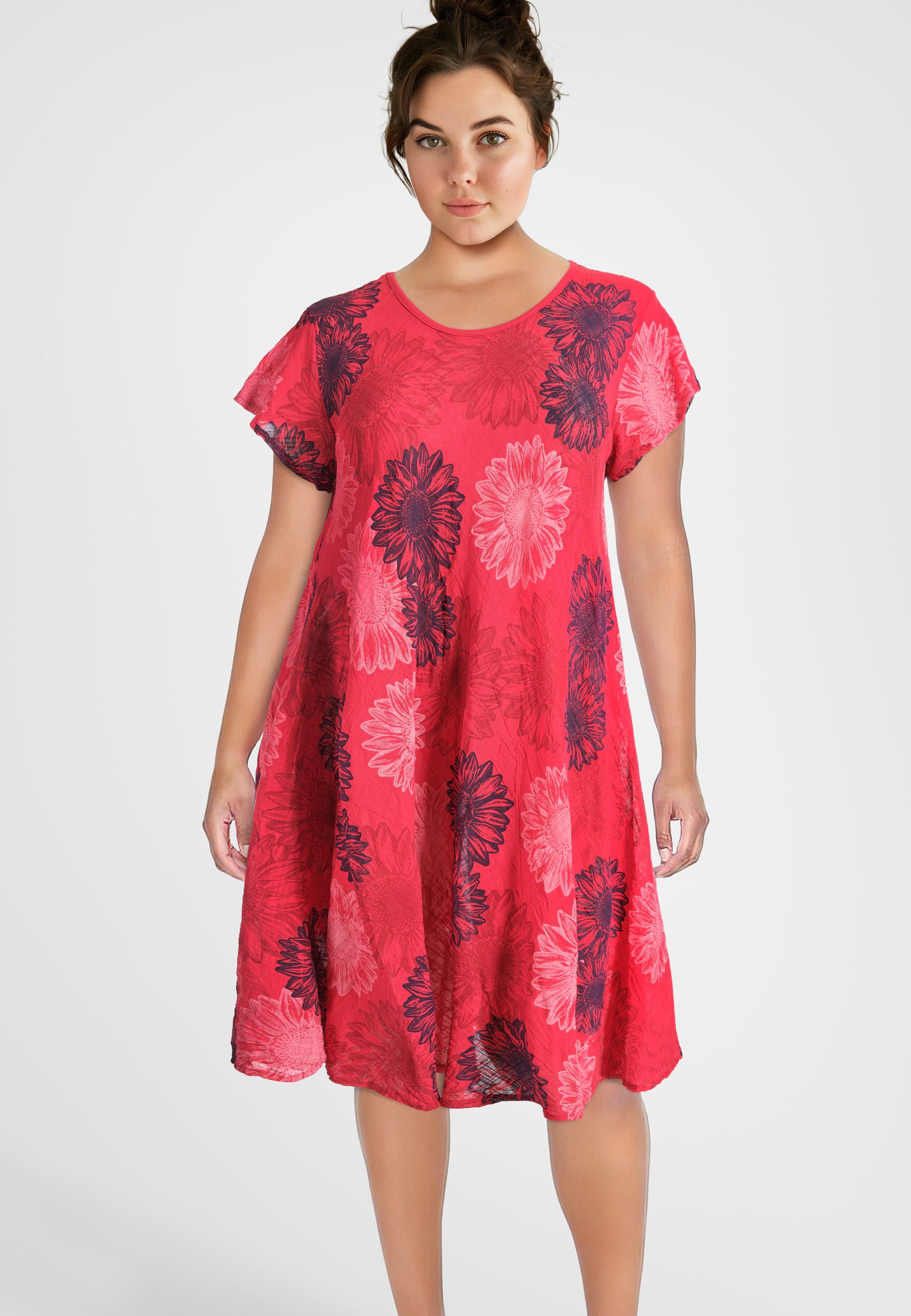 PEKIVESSA Sommerkleid Baumwollkleid mit Blumenmuster kurzarm günstig online kaufen