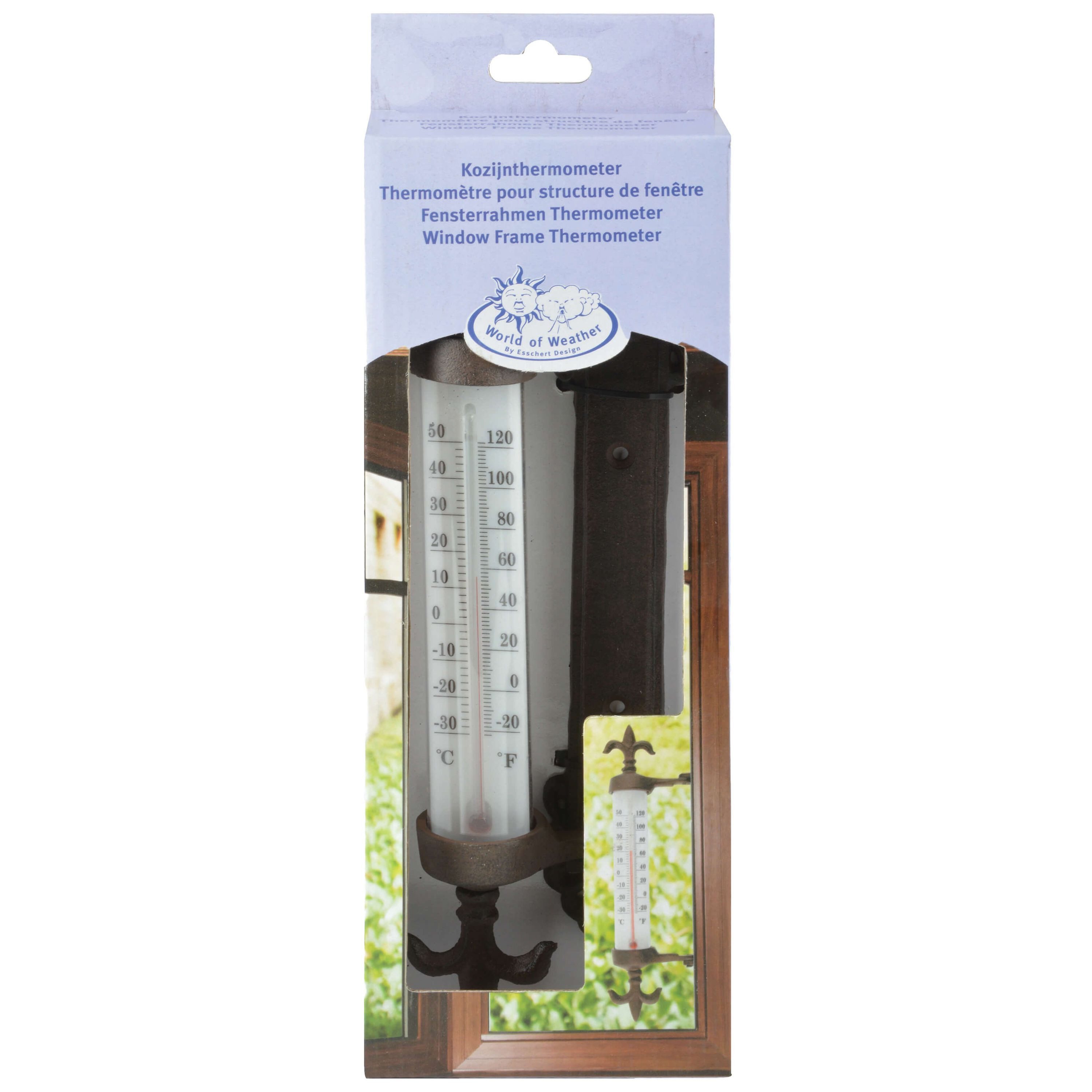 degawo Fensterthermometer Gusseisen Thermometer drehbar – Fensterrahmen Deko für außen & innen, 1 x Thermometer
