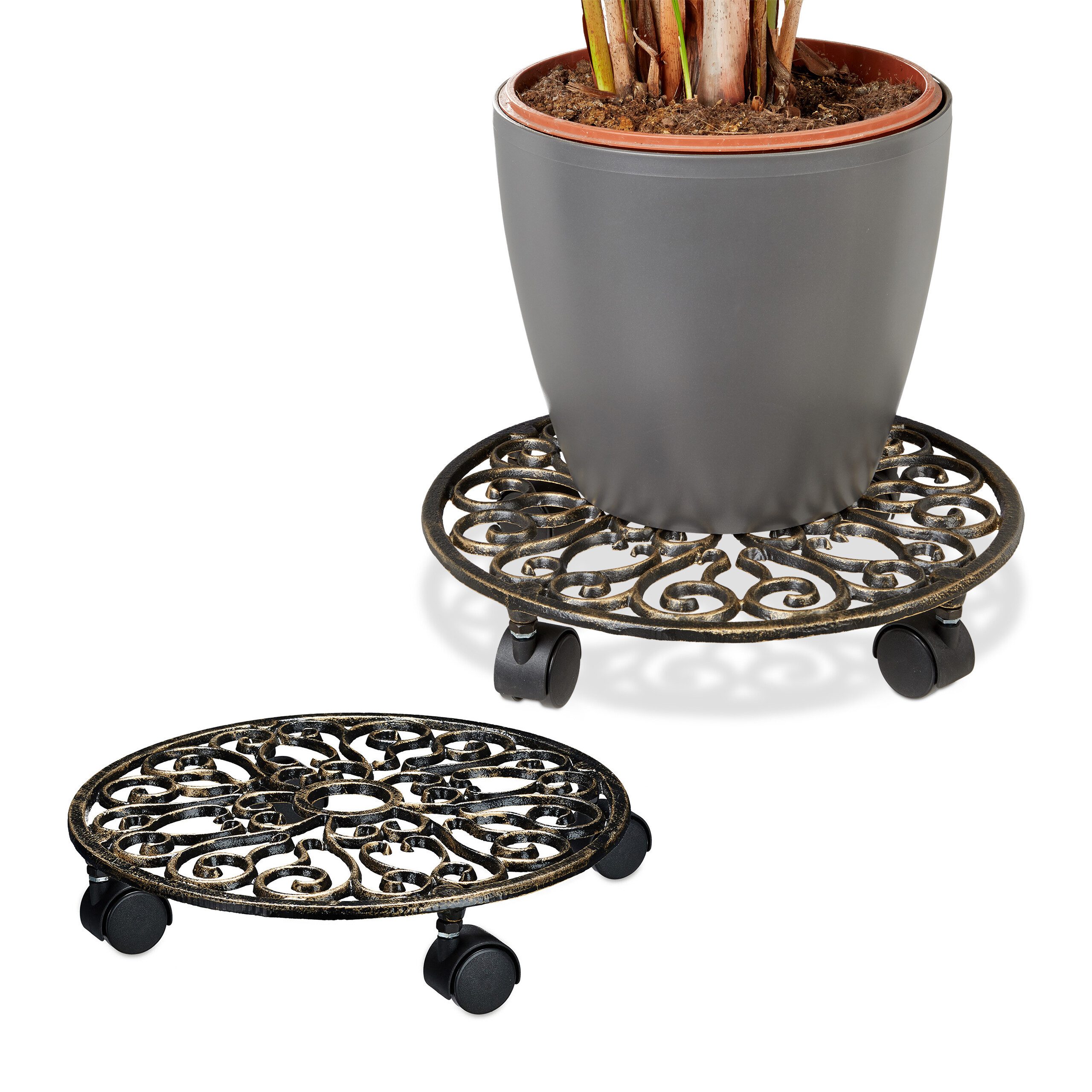 relaxdays Pflanzenroller 2er Set Gusseise, (2er günstig online kaufen
