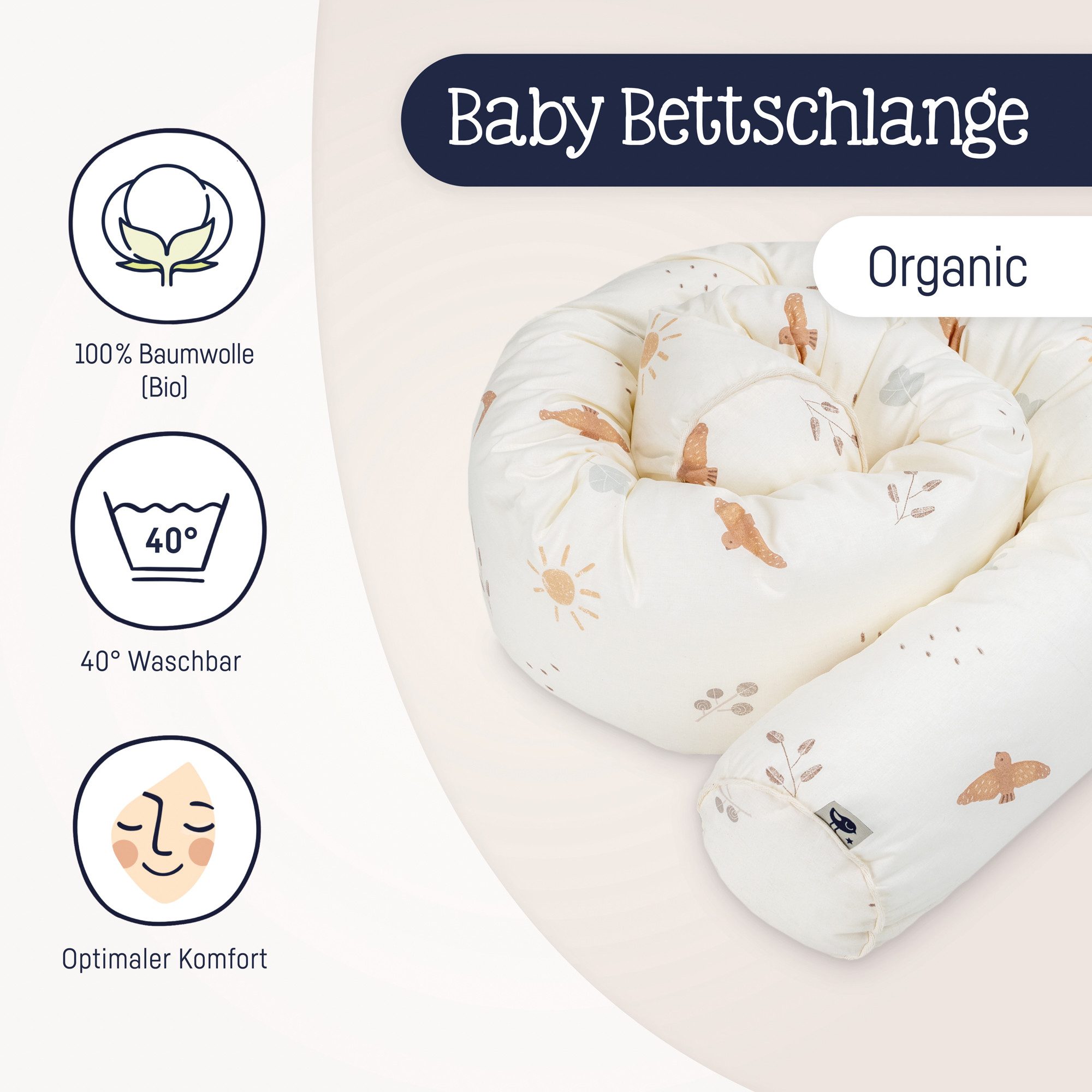 Julius Zöllner Kuschelnest Night & Day Bettschlange Organic 180, (1-tlg), Babynestchen