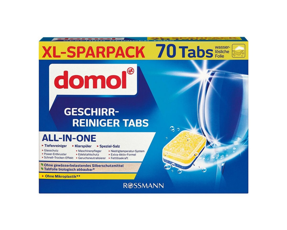 Thumbnail - Domol All-In-One Spülmaschinentabs (70 Tabs in wasserlöslicher Folie)
