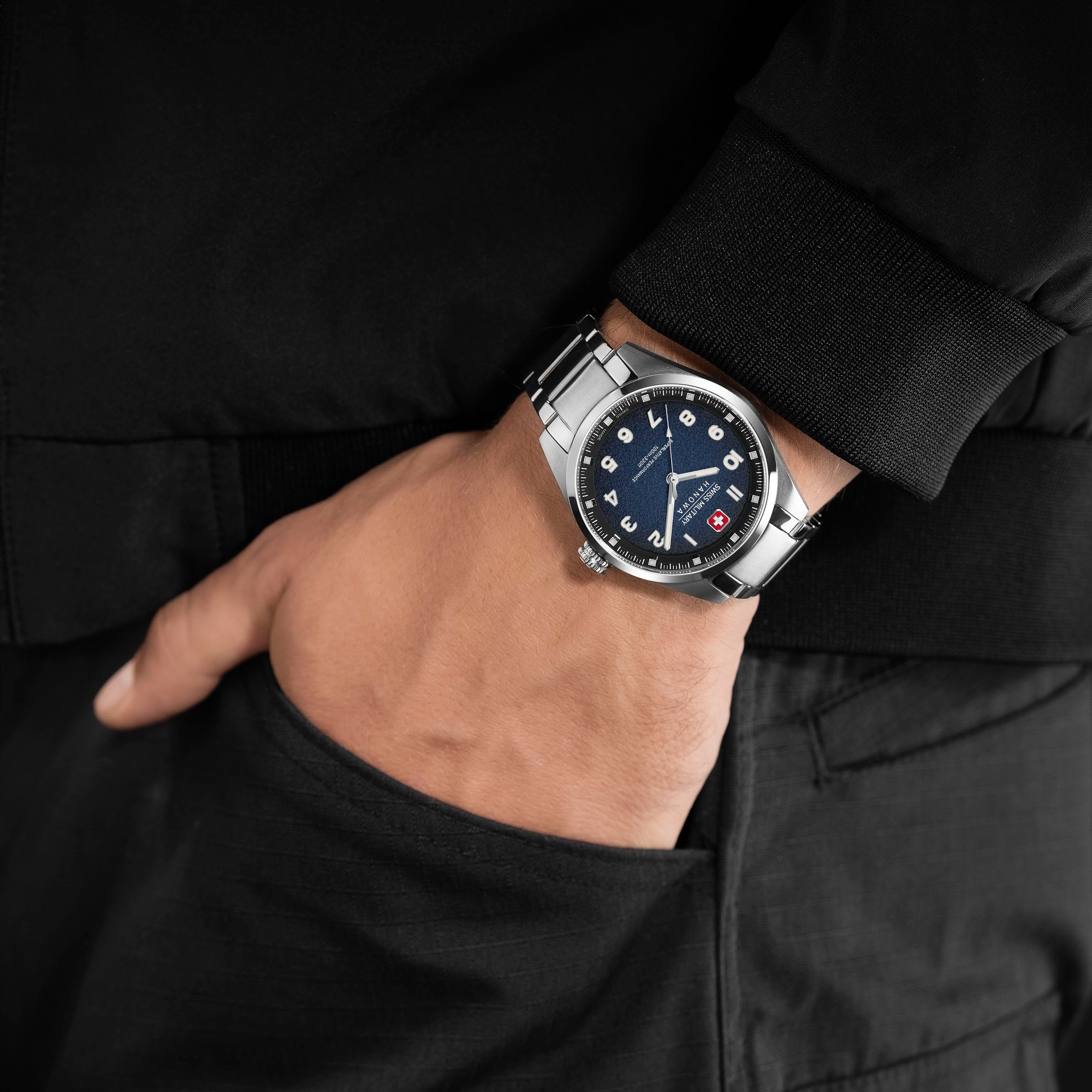 Hanowa Swiss Uhr Blau-Edelstahl Schweizer GREYHOUND, Military SMWGG0001504