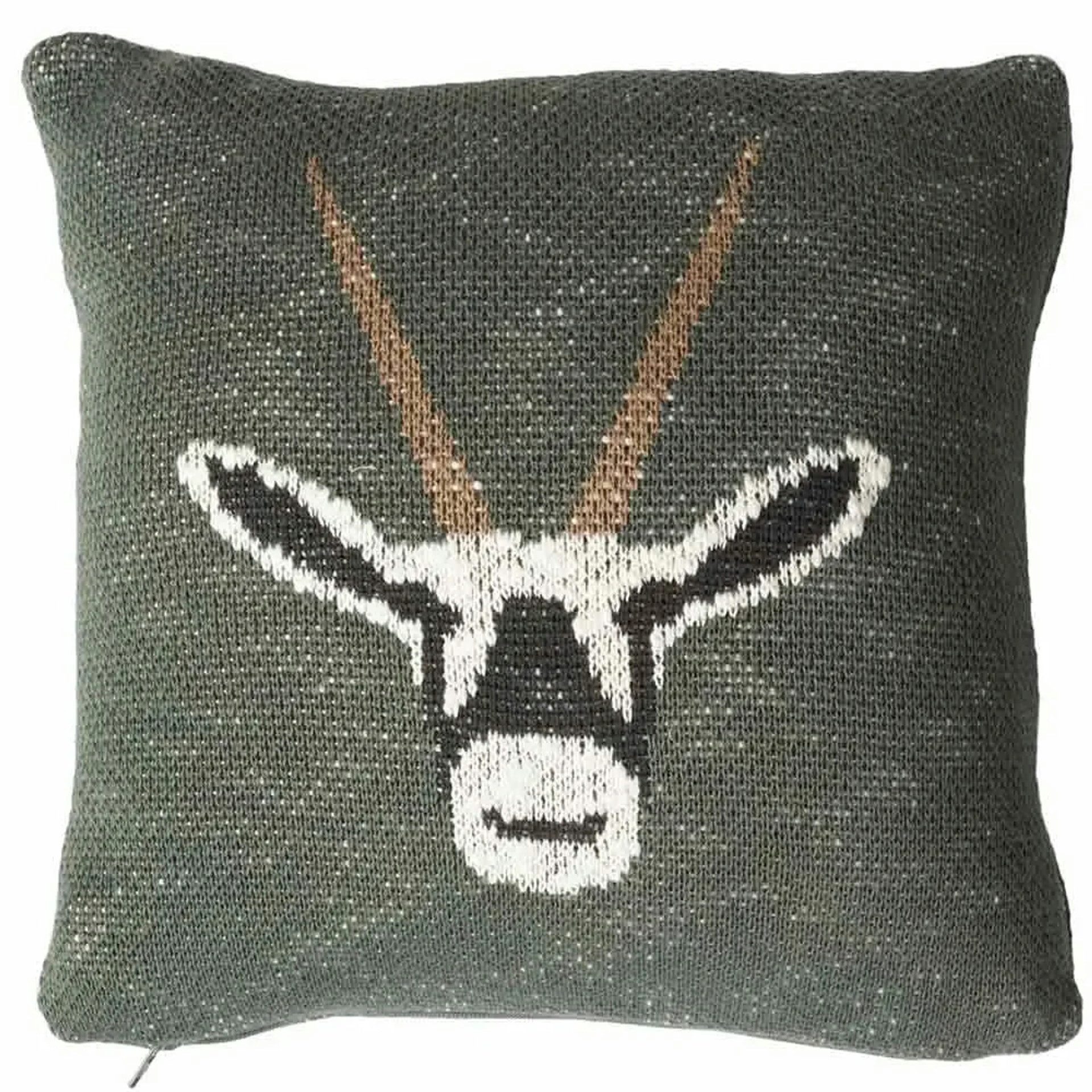 QU-AX Strick Strickkissen Antilope khaki 30 x 30
